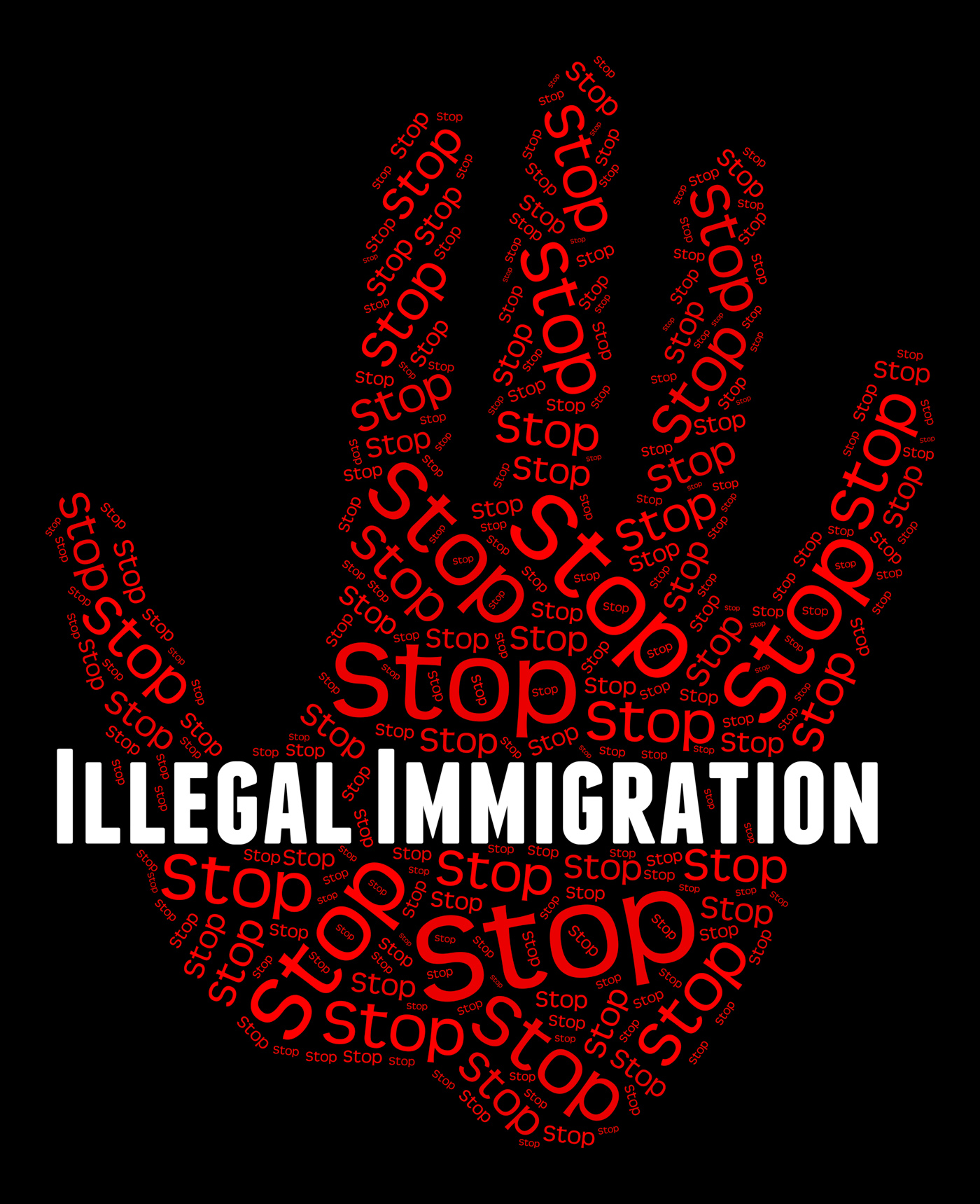 Stop illegal immigration indicates against the law and immigrant photo