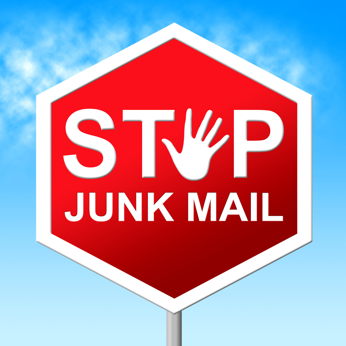 Stop junk mail shows warning sign and danger photo