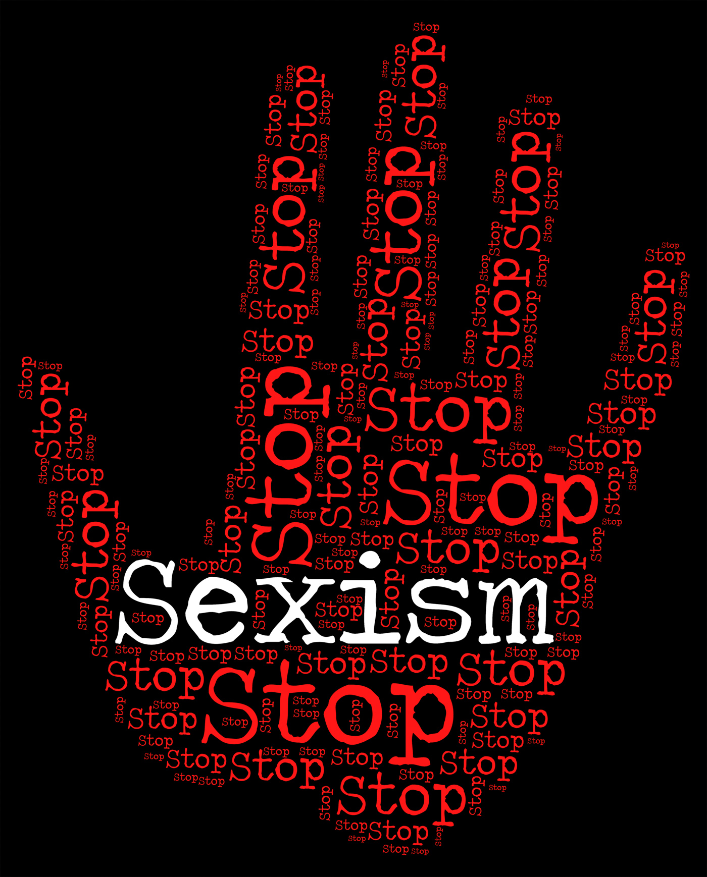 Stop sexism shows sexual discrimination and caution photo