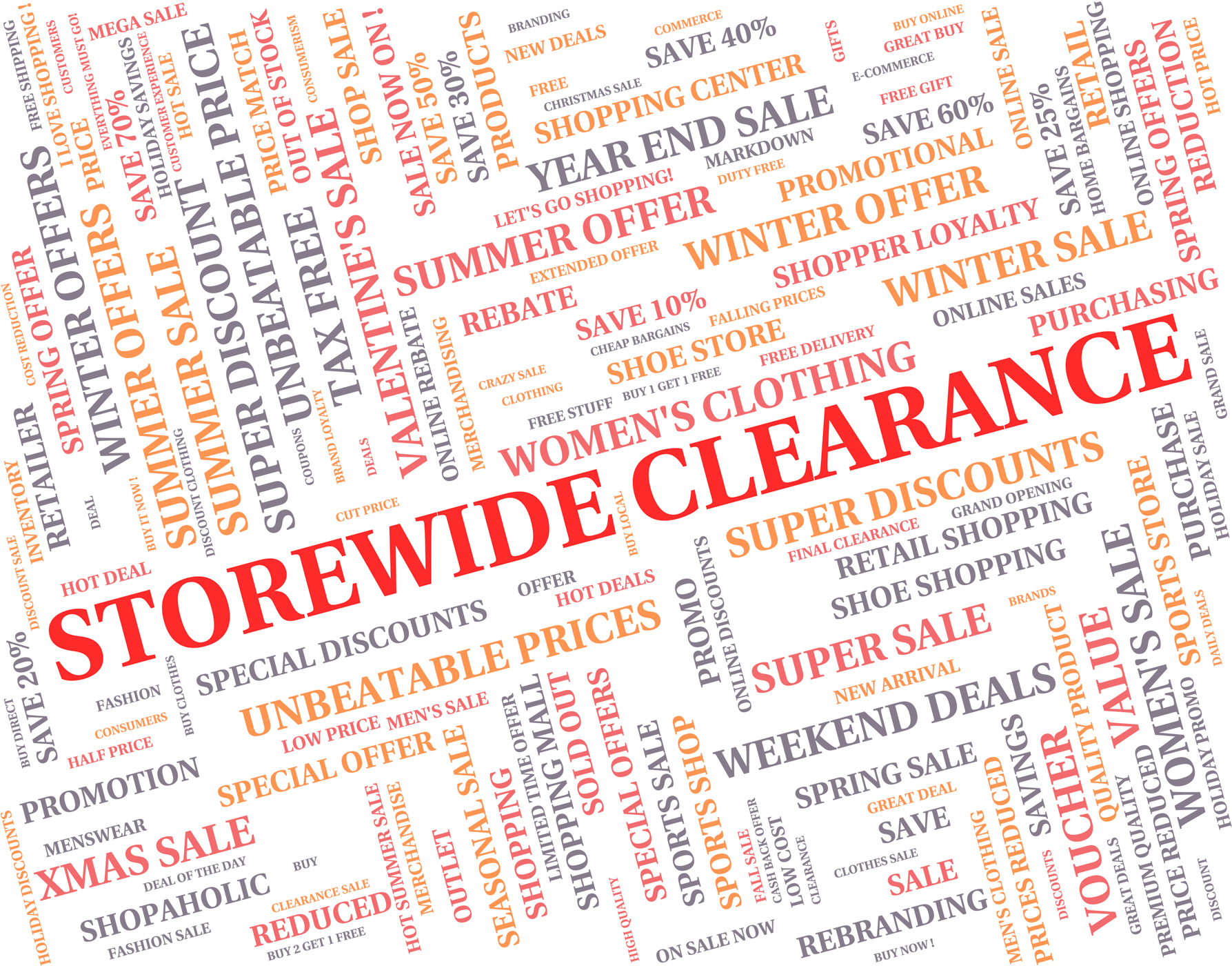 Storewide clearance indicates the lot and bargain photo
