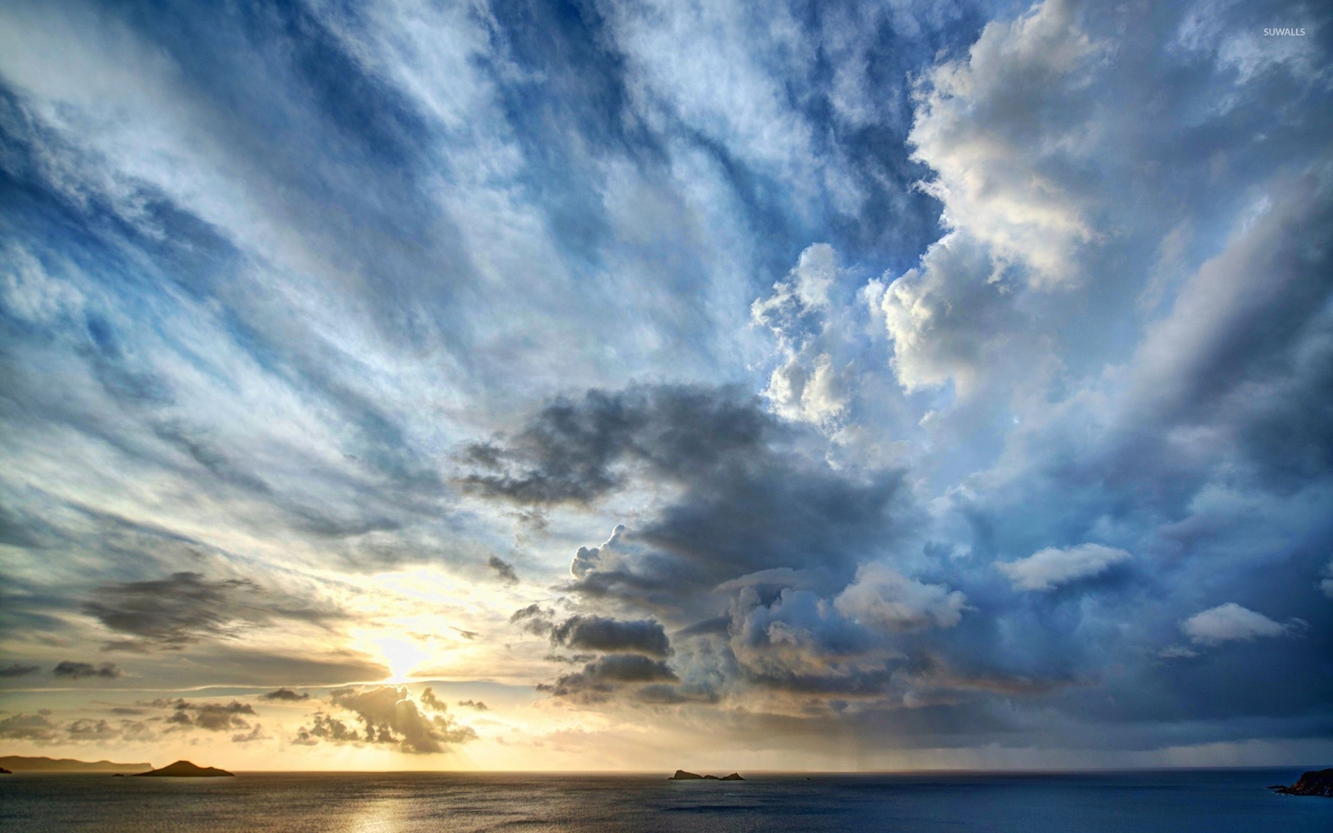 Stormy clouds above the ocean at sunset wallpaper - Beach wallpapers ...