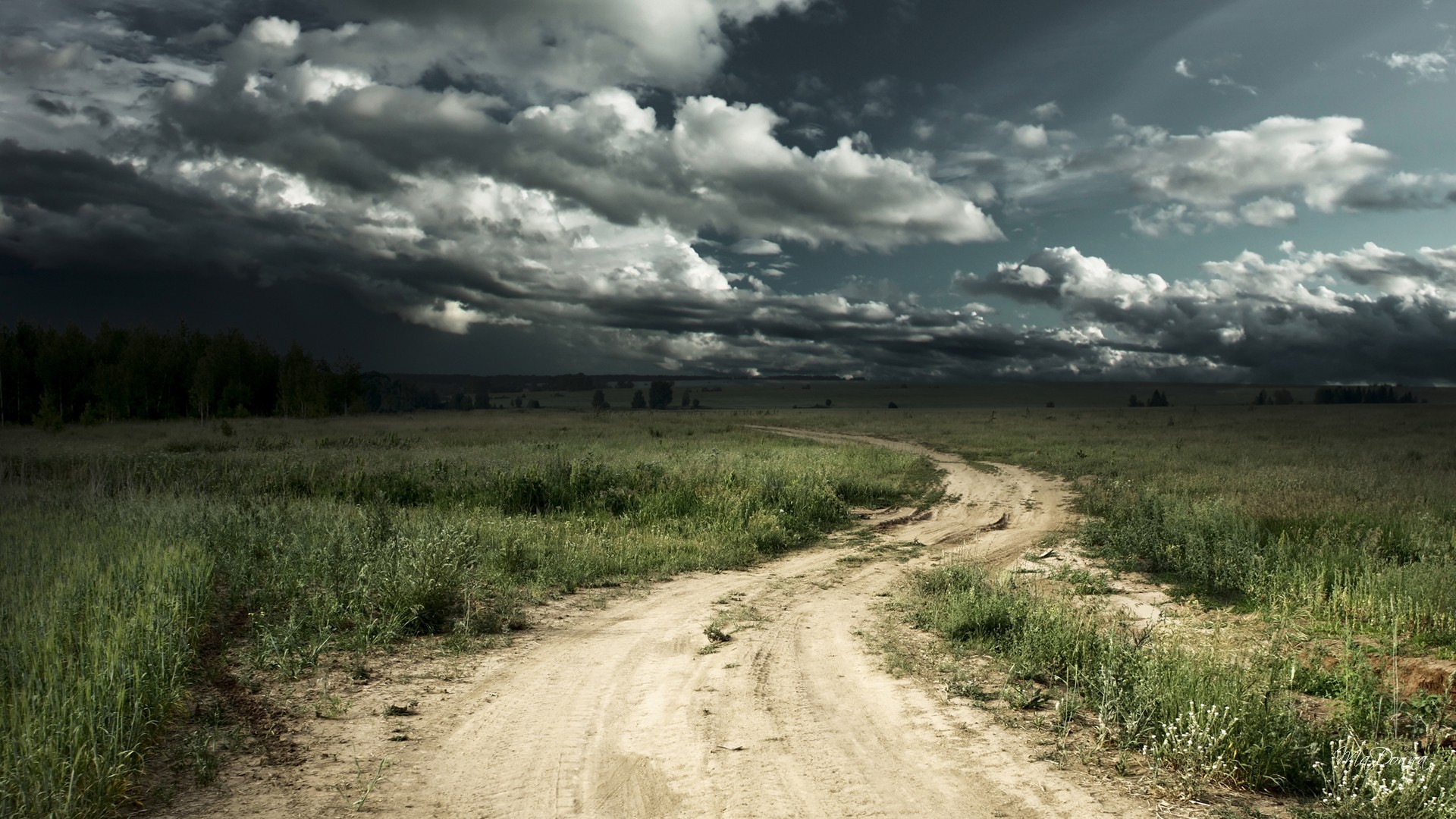 Sky: Road Stormy Sky Fields Path Farm Dark Country Tempestuous Rough ...