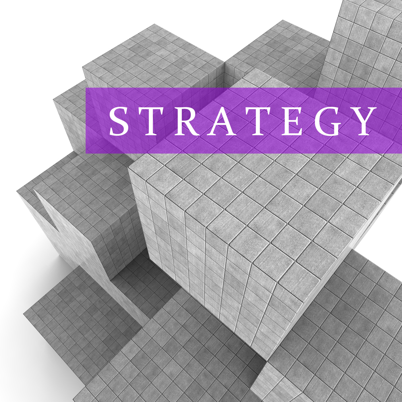 Strategy blocks shows planning solutions and tactics 3d rendering photo