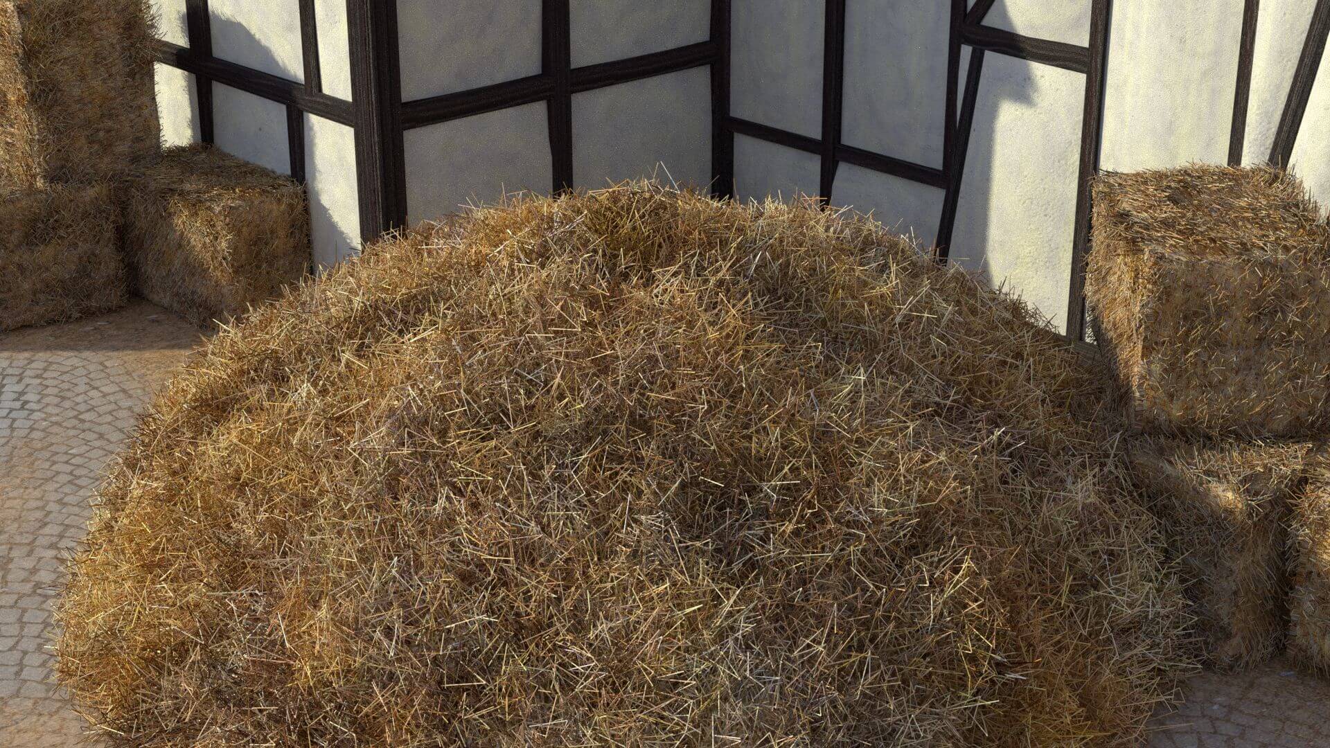 Straw Heap and Straw Bales 3D Model