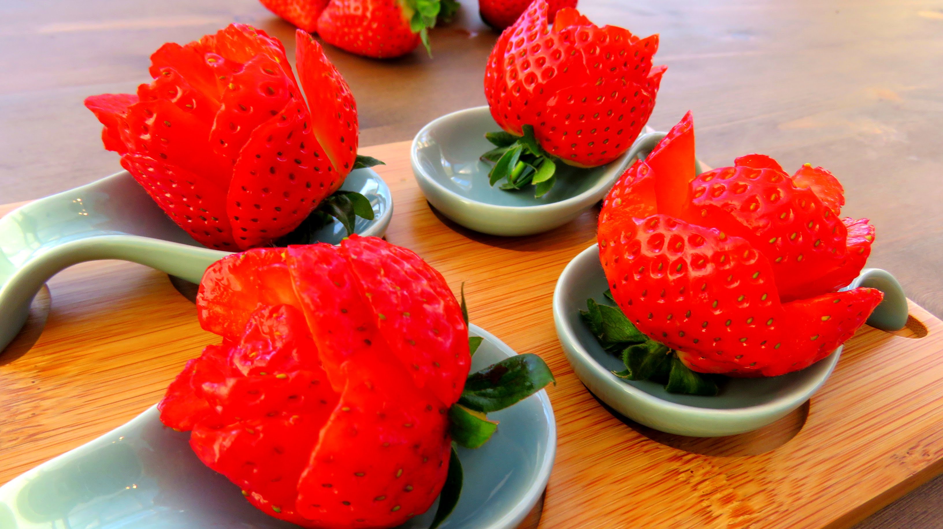 How to Make Strawberry Flowers | Strawberry Art Red Rose | Fruit ...