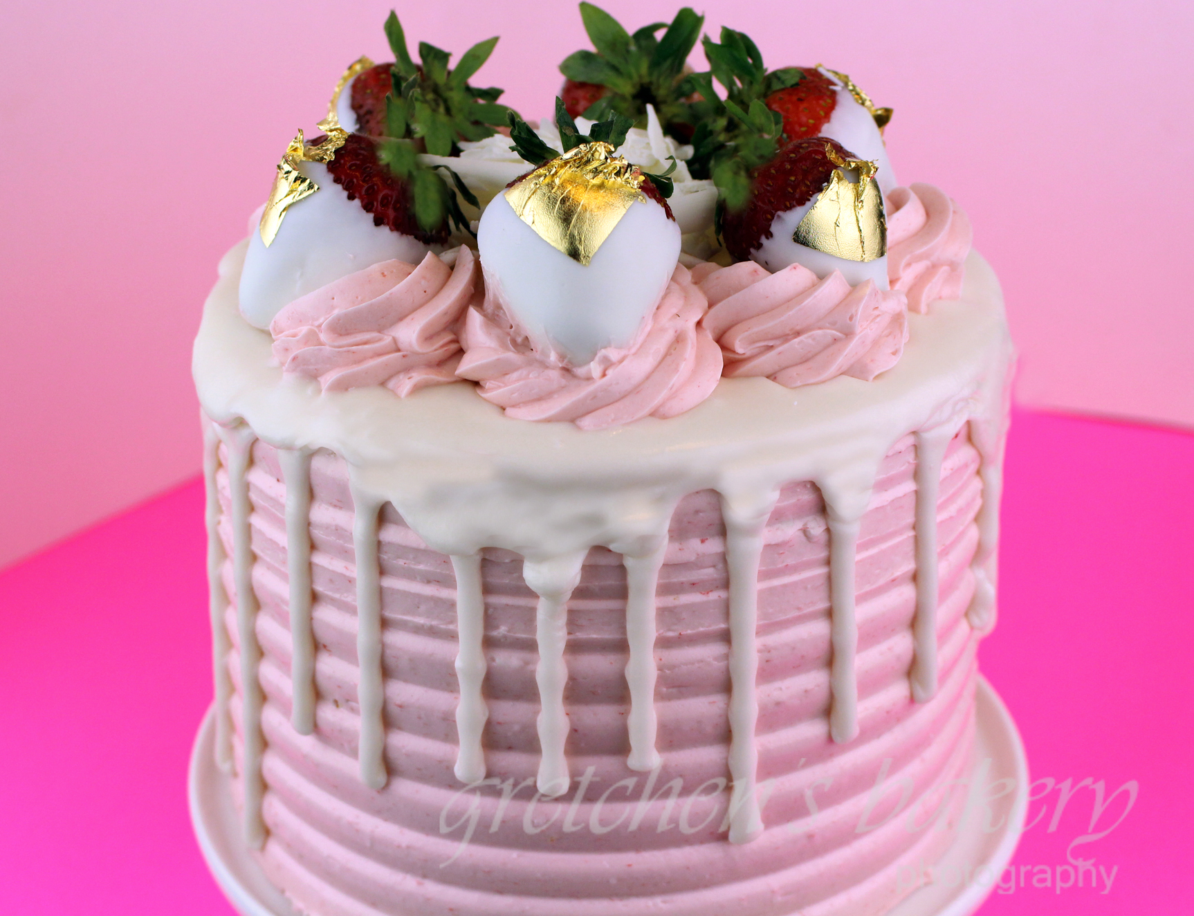 White Chocolate Strawberry Cake - Gretchen's Vegan Bakery