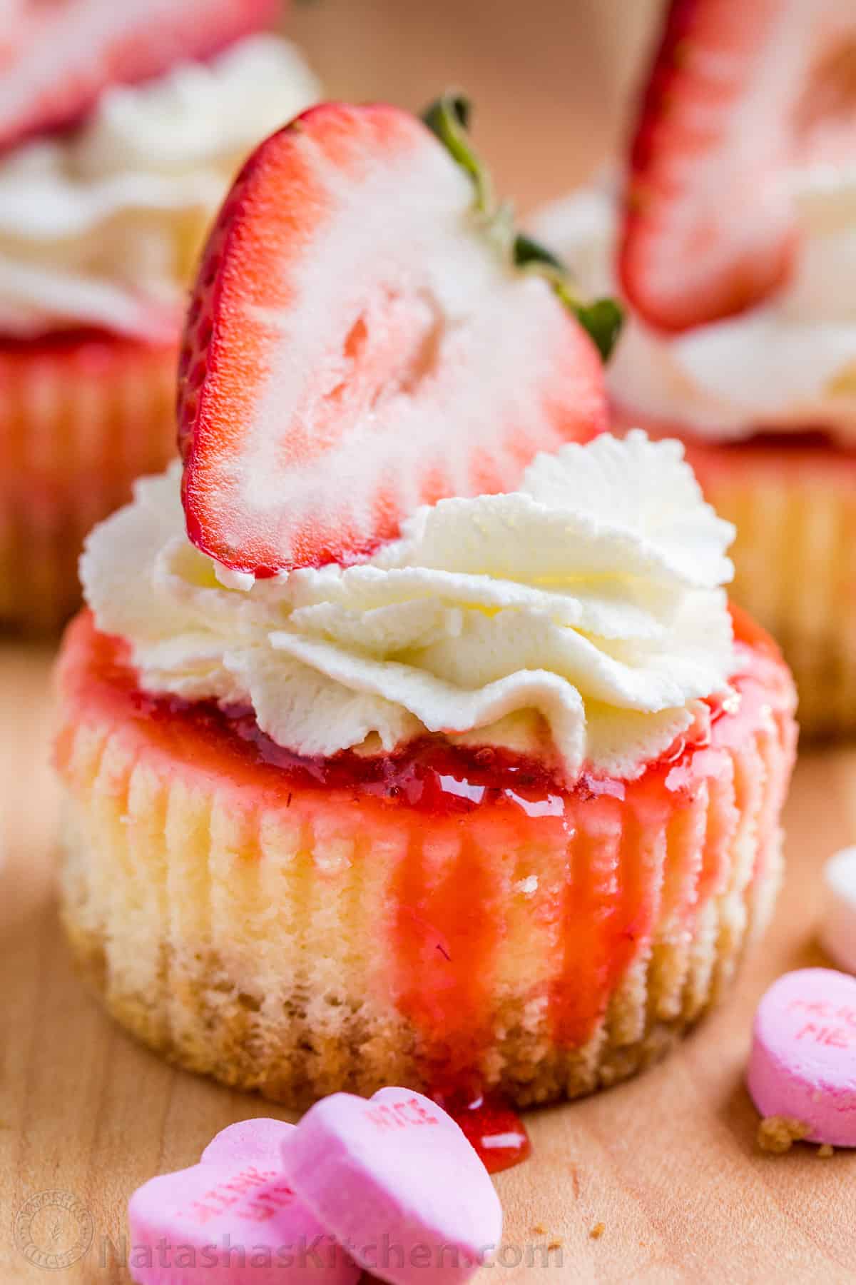 Mini Strawberry Cheesecakes Recipe - NatashasKitchen.com