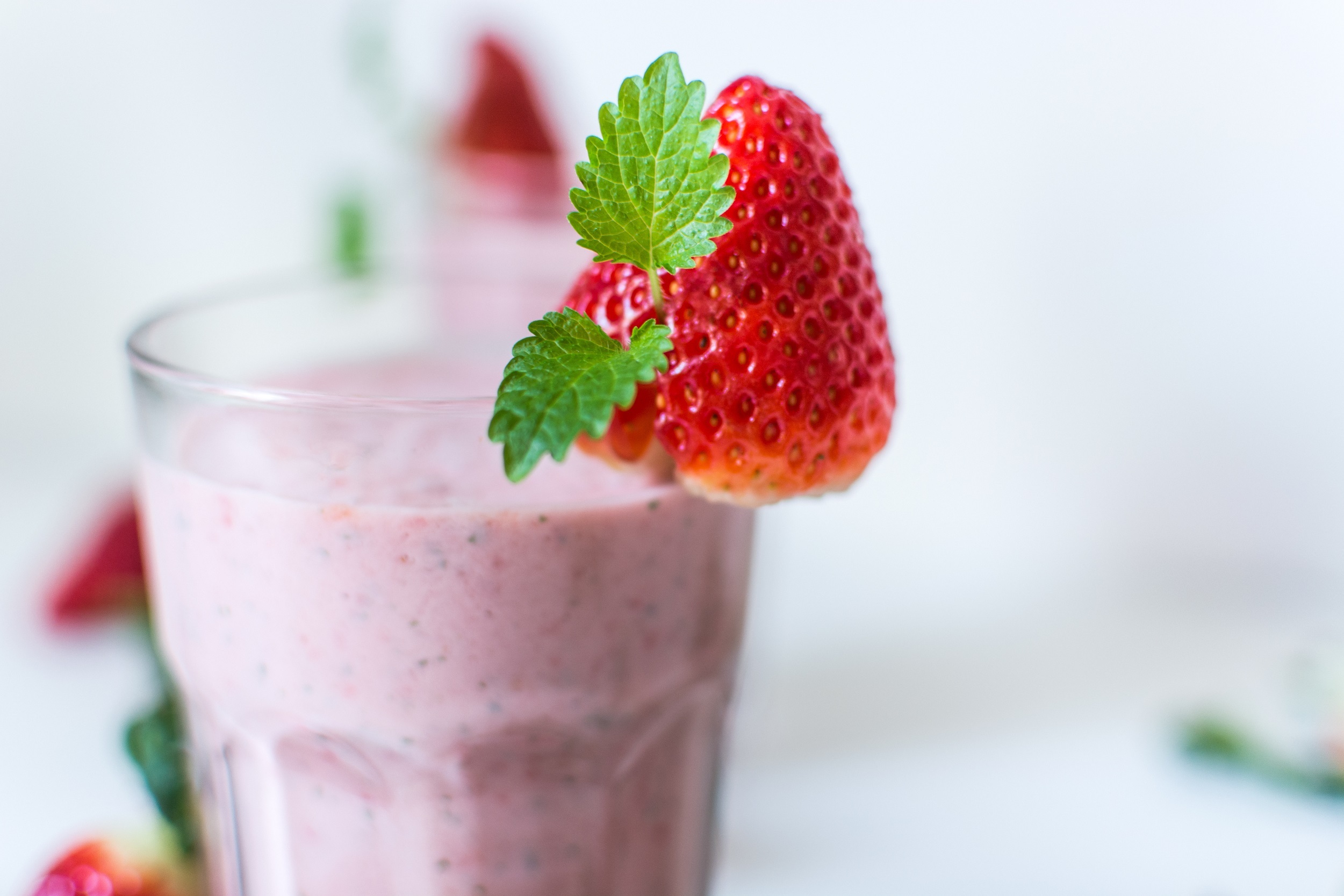 Strawberry Milkshake, Fresh, Fruit, Juice, Milk, HQ Photo