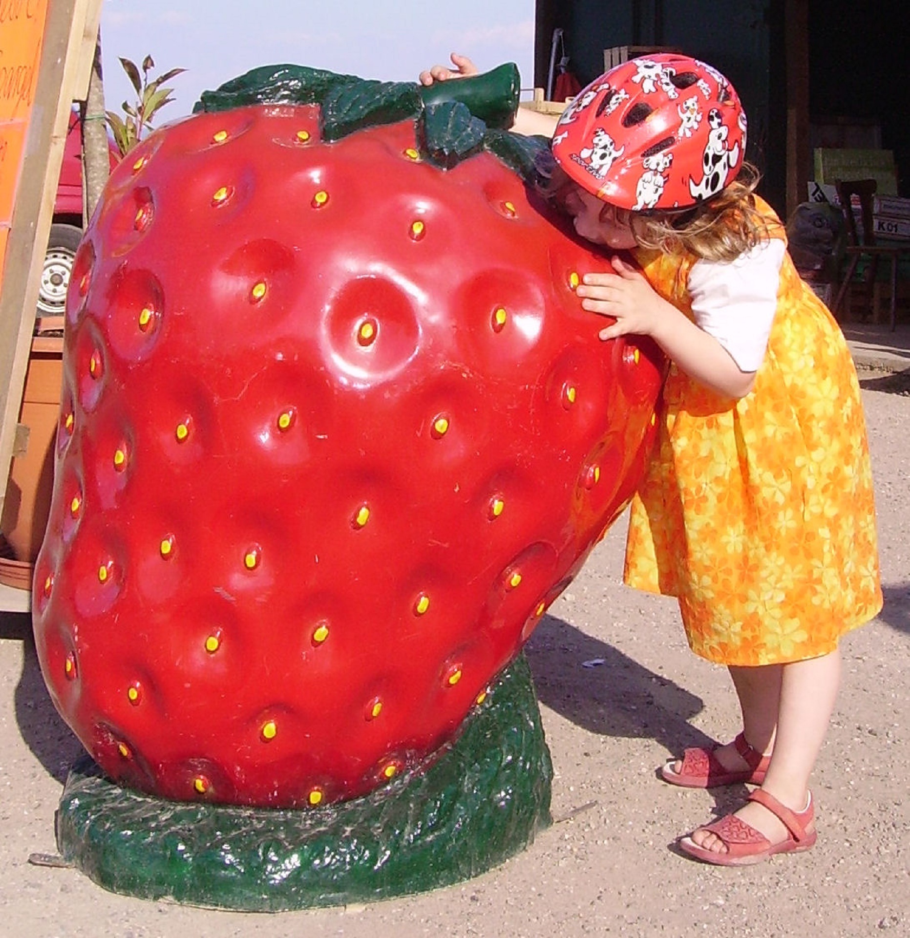 Strawberry Sculpture, Berry, Child, Children, Fruit, HQ Photo