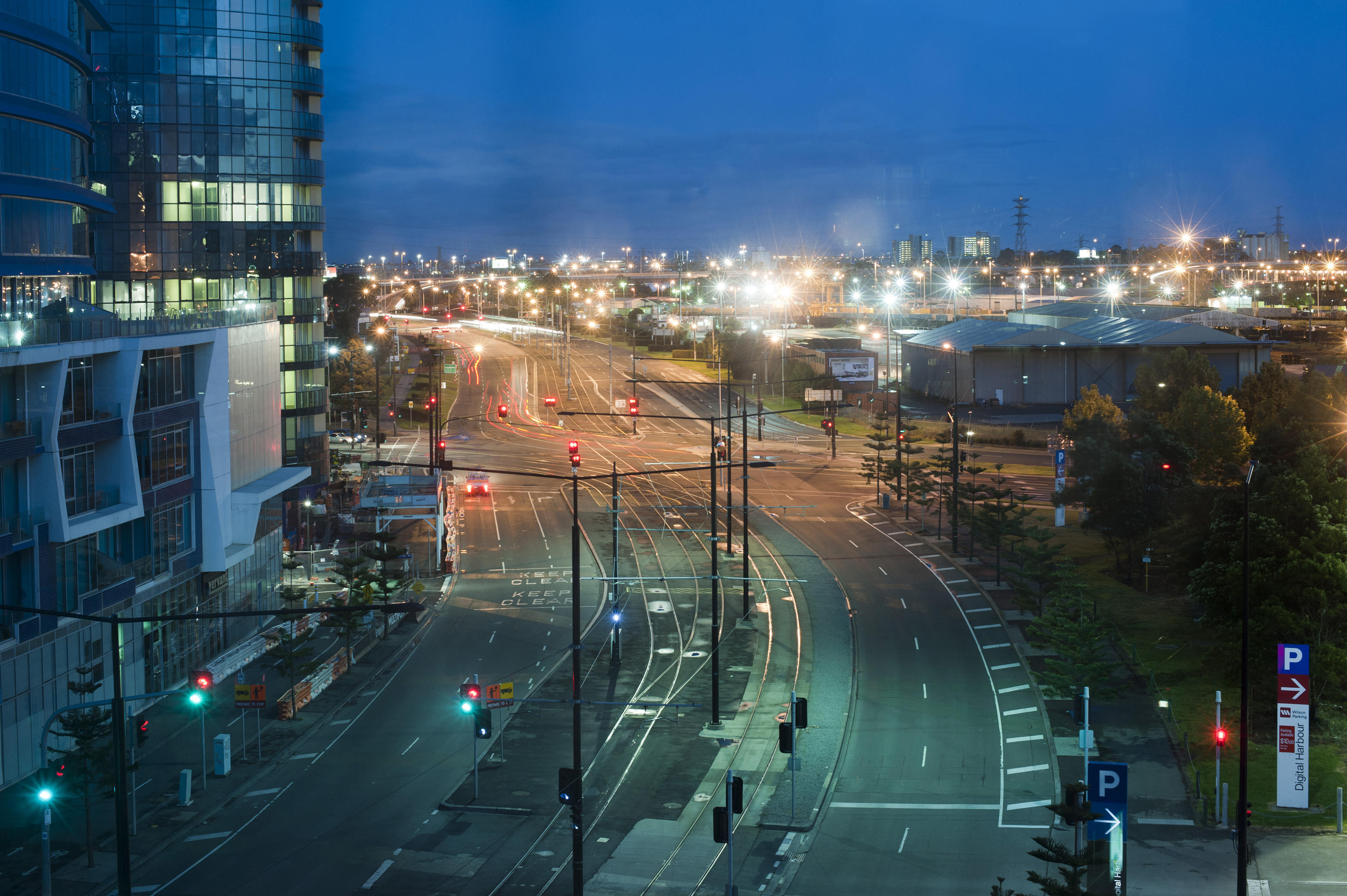 Image of Overview of Empty City Street at Dusk | Freebie.Photography
