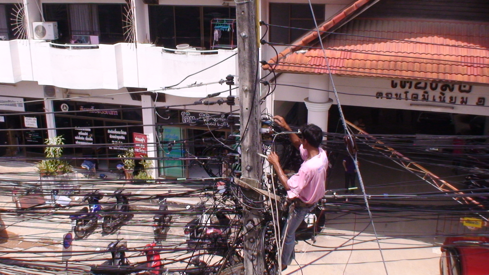 Street cabling, thailand photo