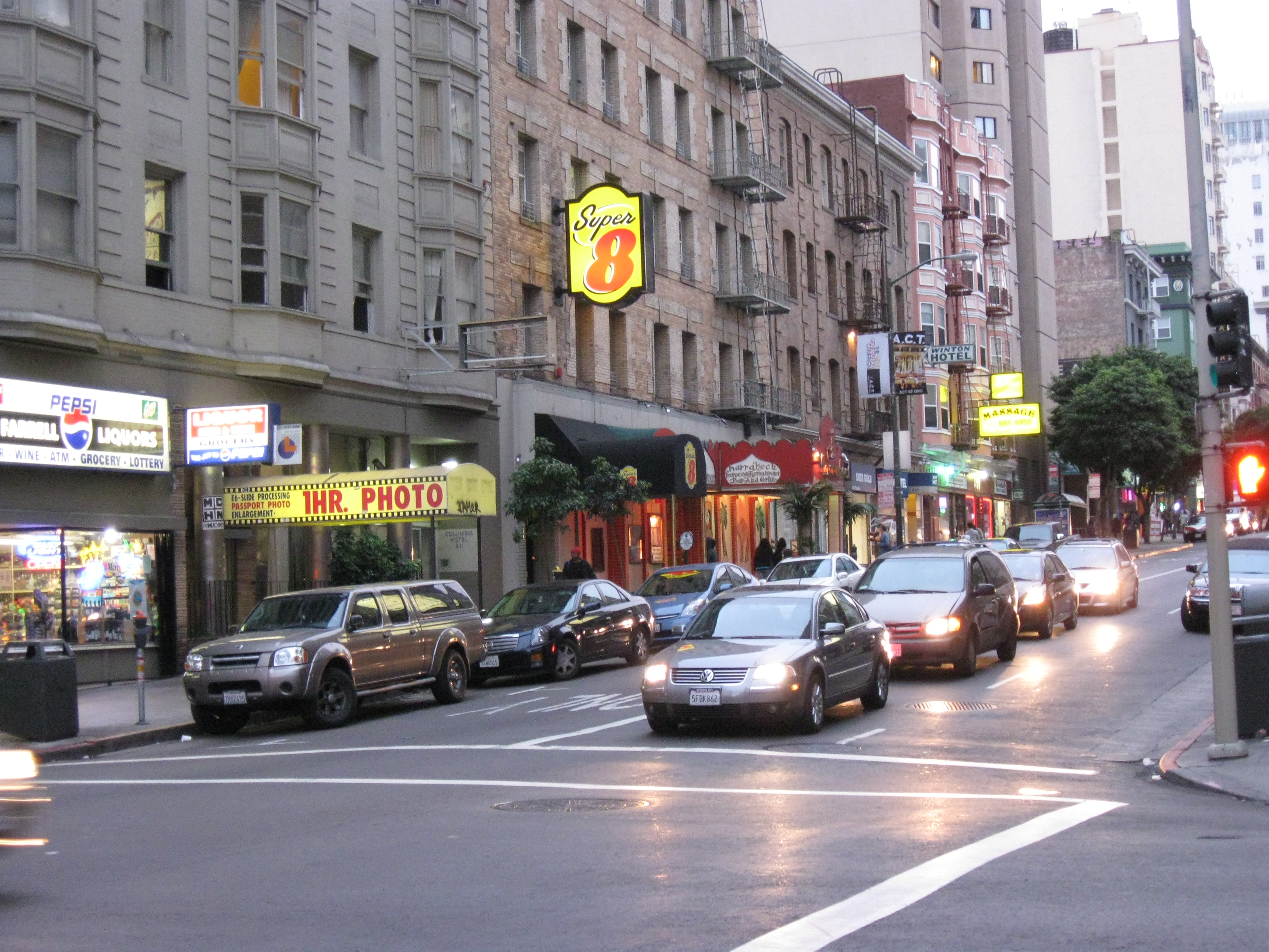 Street in Tenderloin District in San Francisco, Car, Cars images, Intersection, Outdoor, HQ Photo