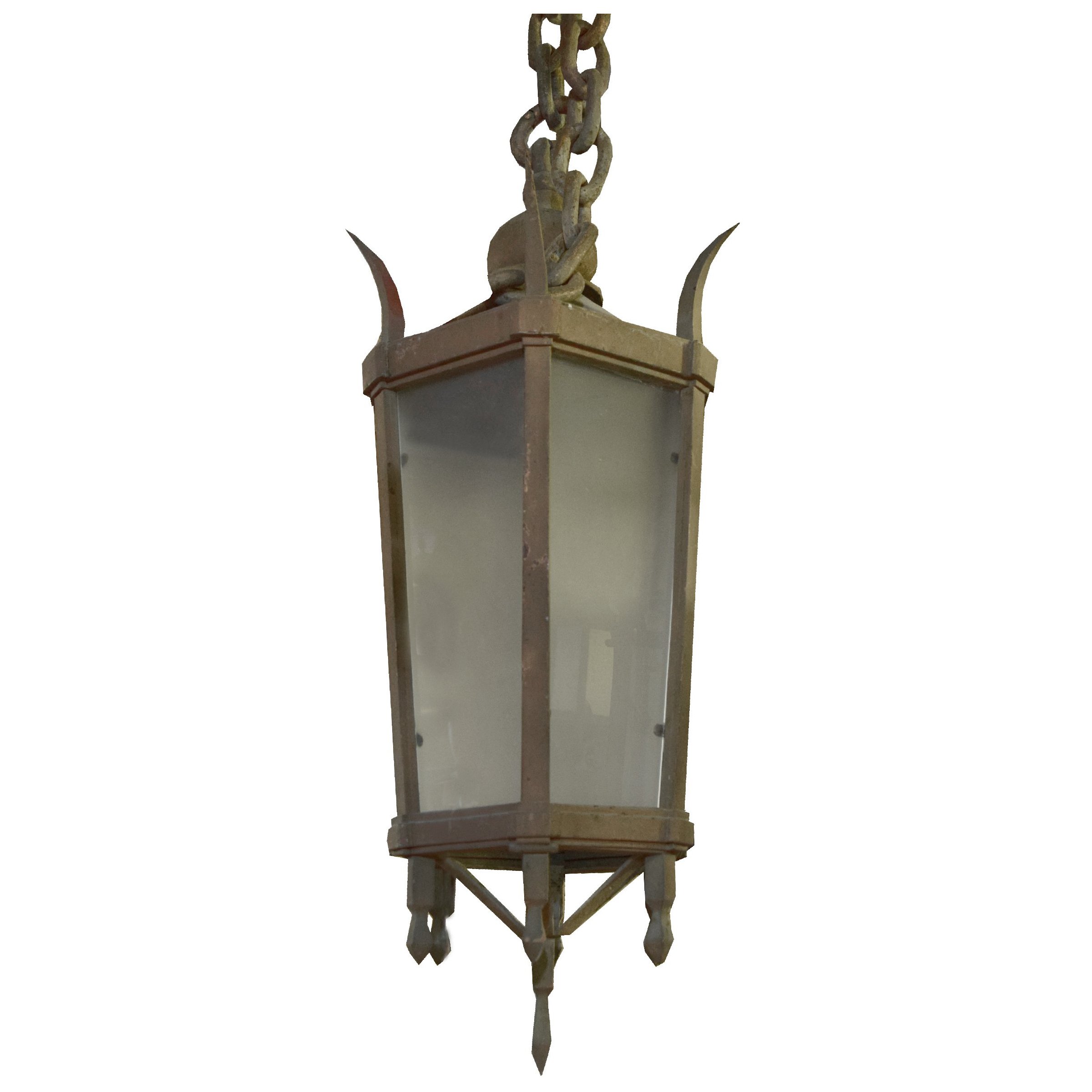 Large American Cast Iron Street Light Fixture Lantern For Sale at ...