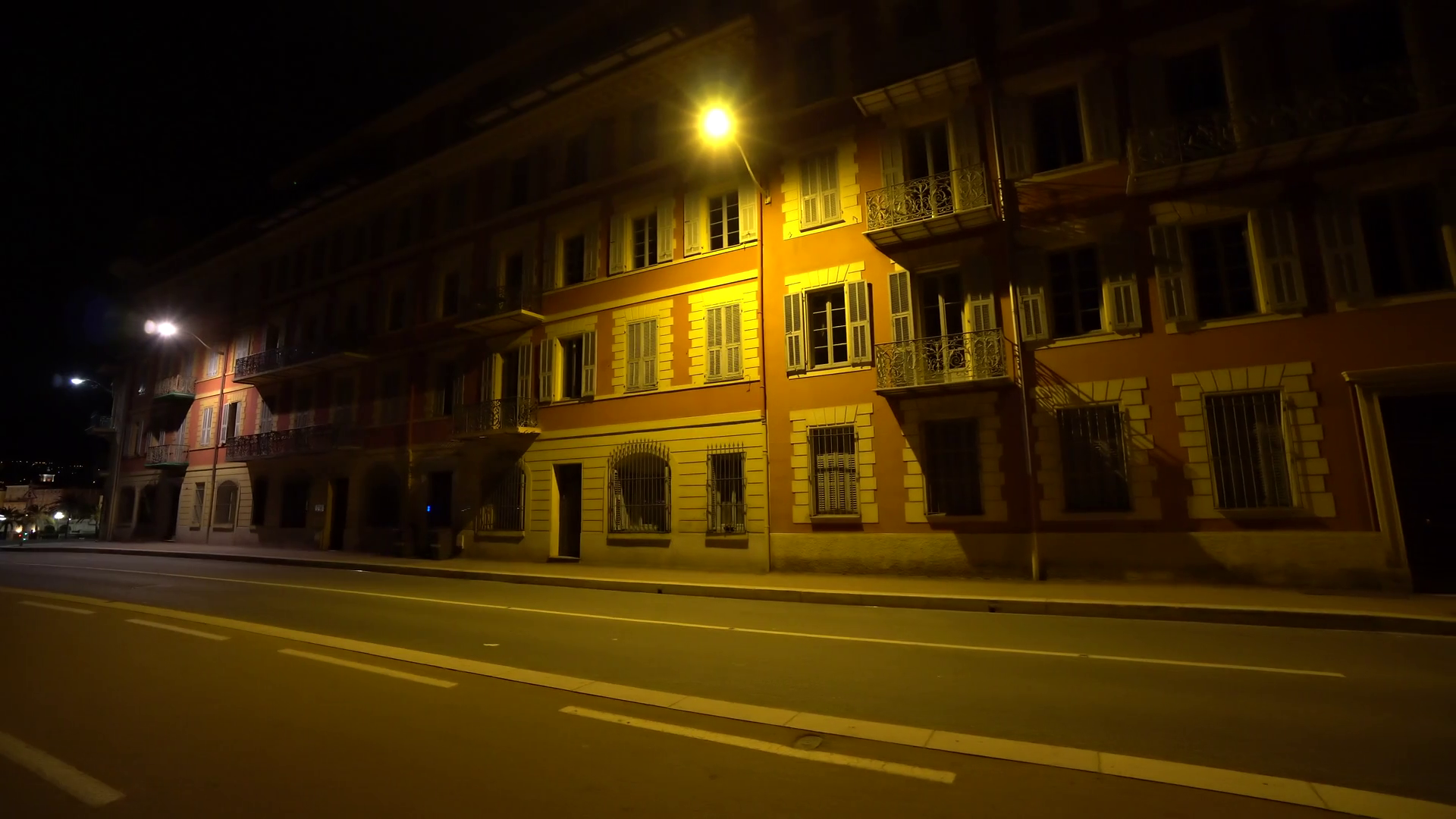 Old house on night dark city street Stock Video Footage - Videoblocks