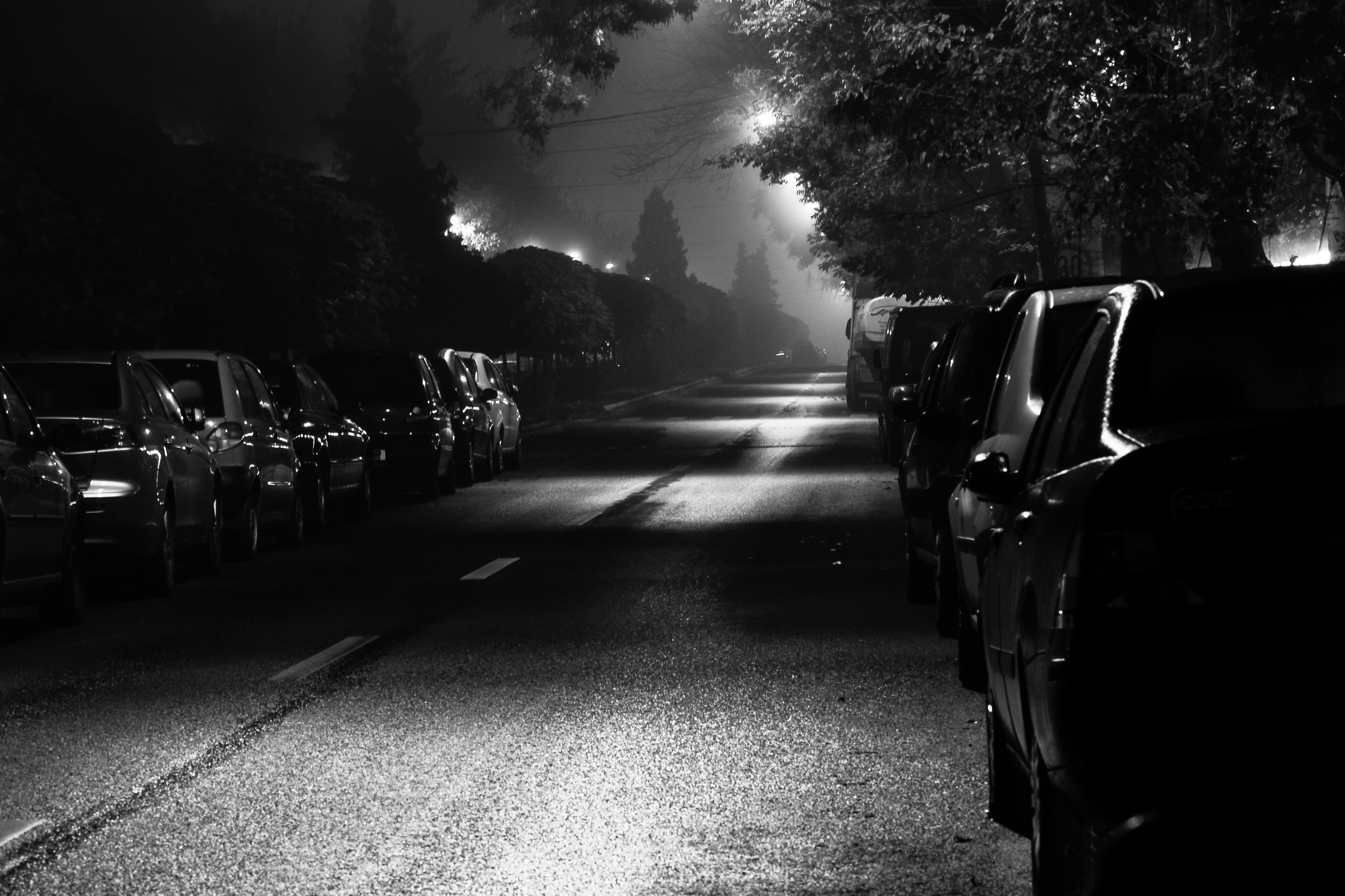 Street on night, Cars, Dark, Dusk, Empty, HQ Photo