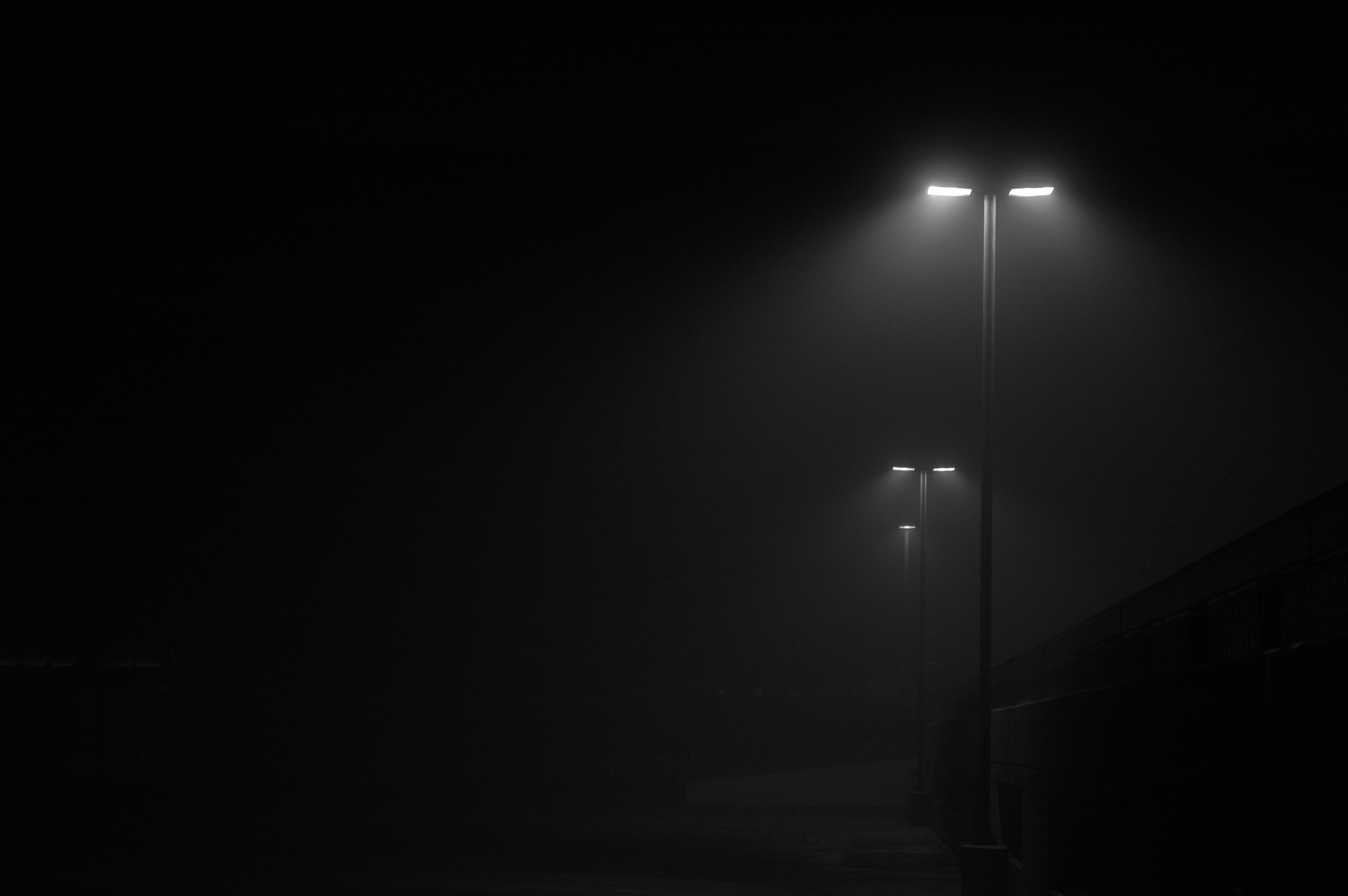 night, fog, street lights :: Wallpapers