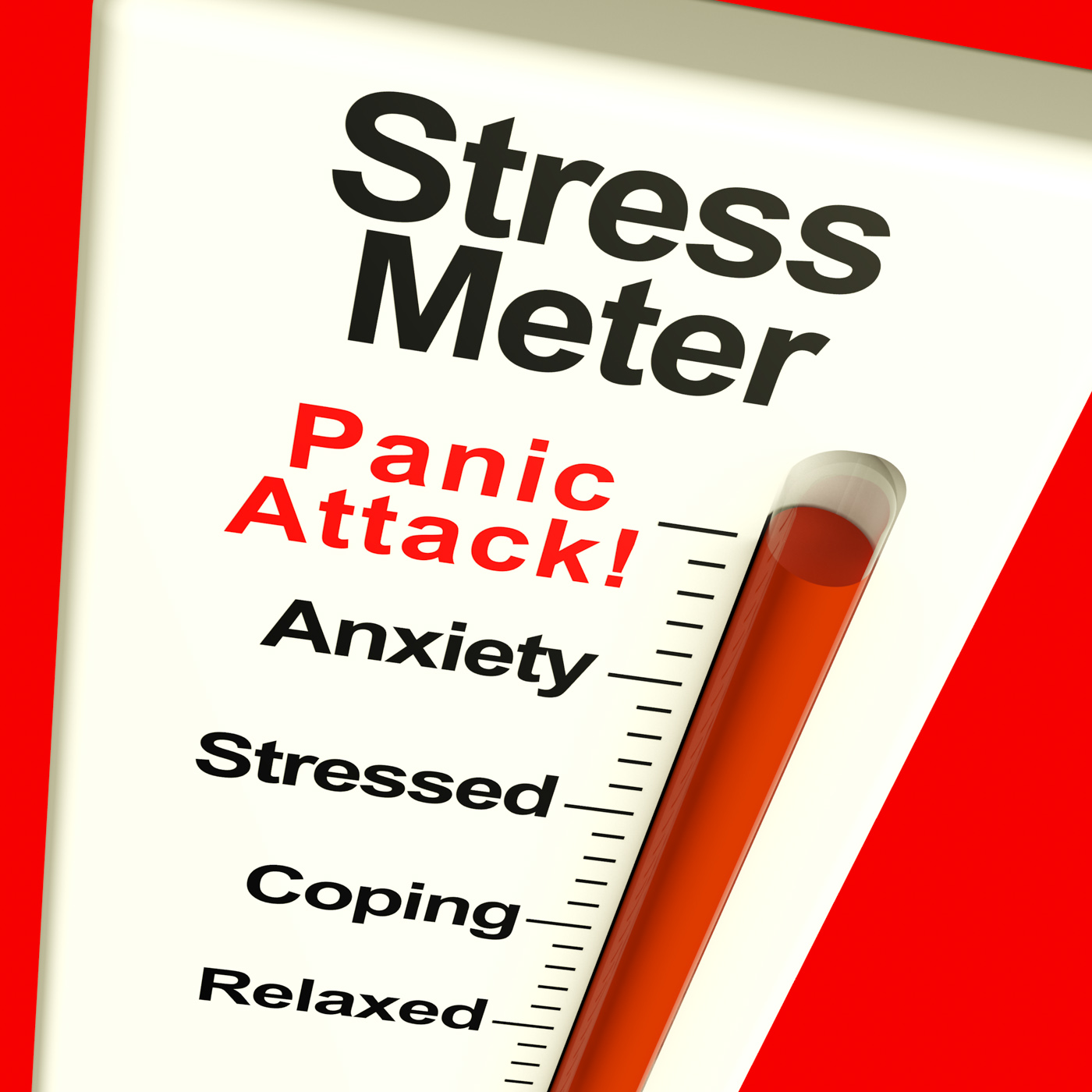 Stress meter showing panic attack from stress or worry photo