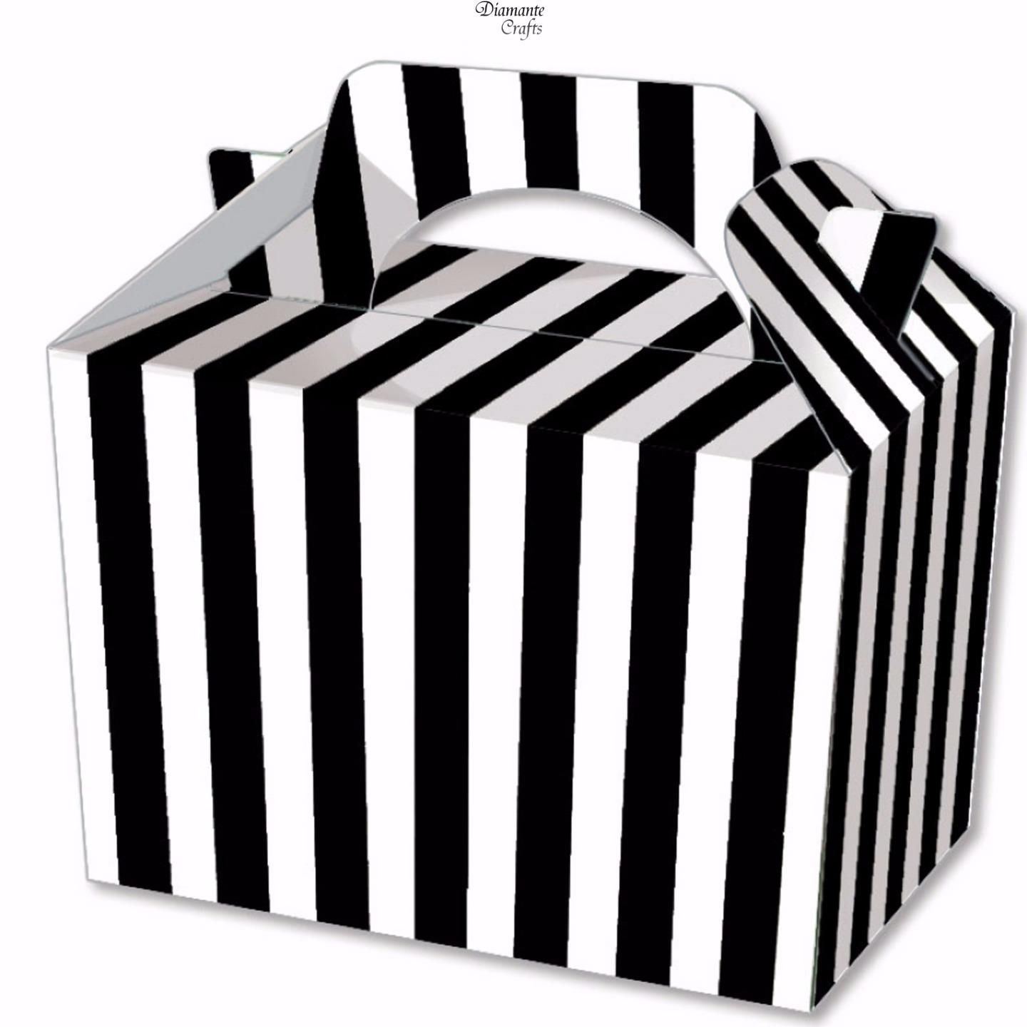 10 Party Boxes - Stripe - Cardboard Lunch Food Loot Spot Treat Box ...