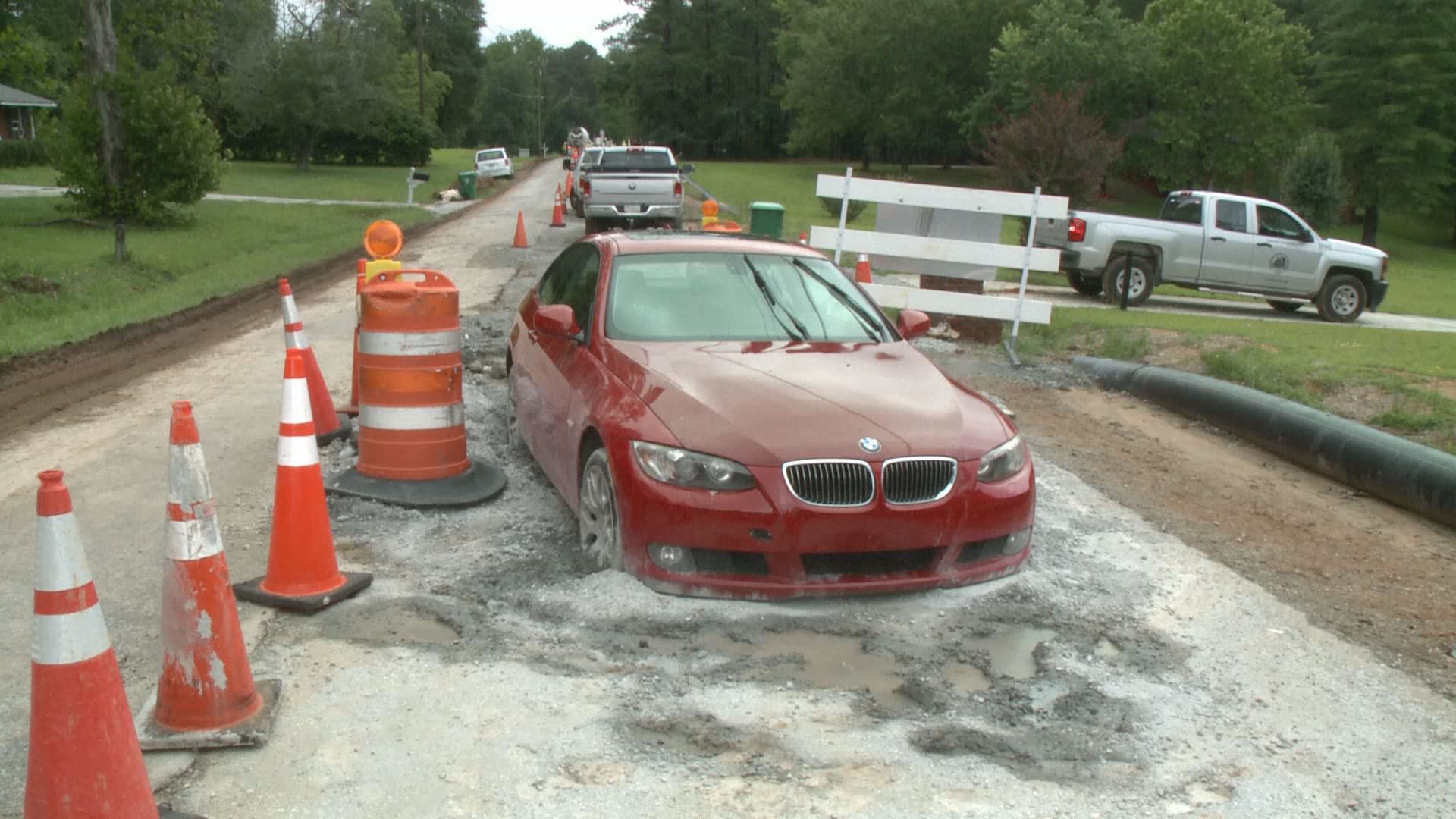 Georgia woman's car gets stuck in concrete - KOBI-TV NBC5 / KOTI-TV NBC2