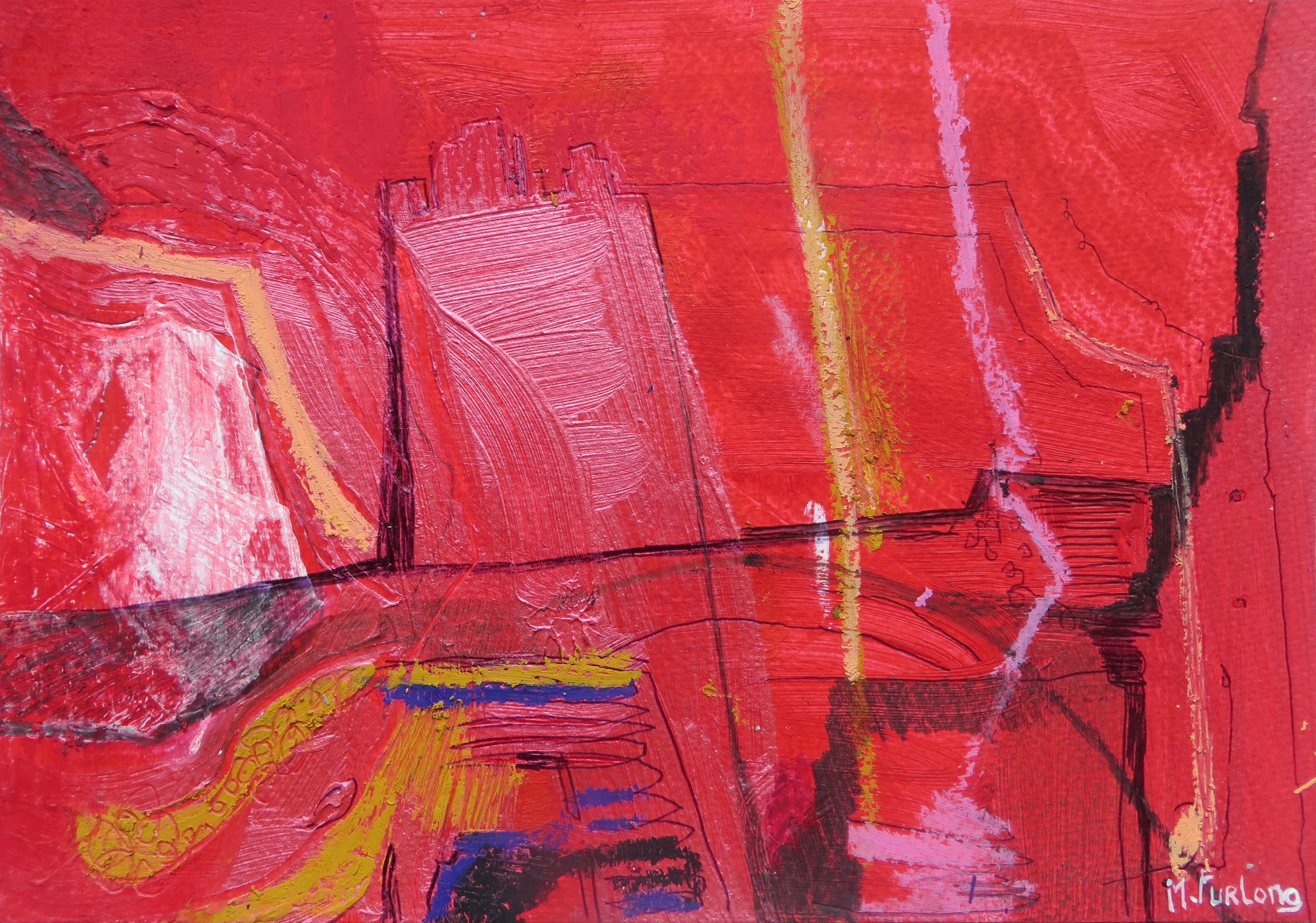 Abstract Study In Red III - original mixed media painting on paper ...