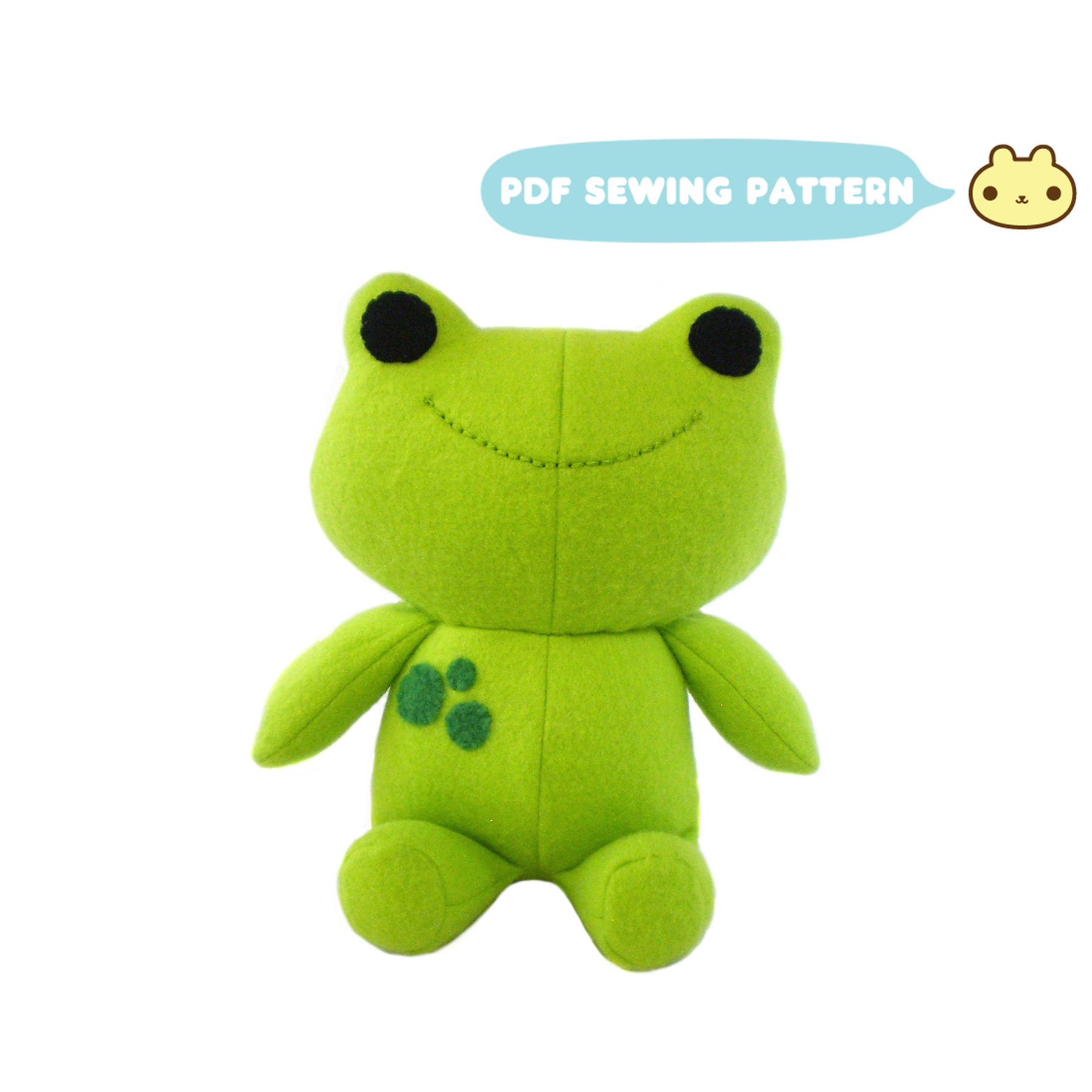 Frog Plush Sewing Pattern Plush Sewing Pattern Kawaii Frog