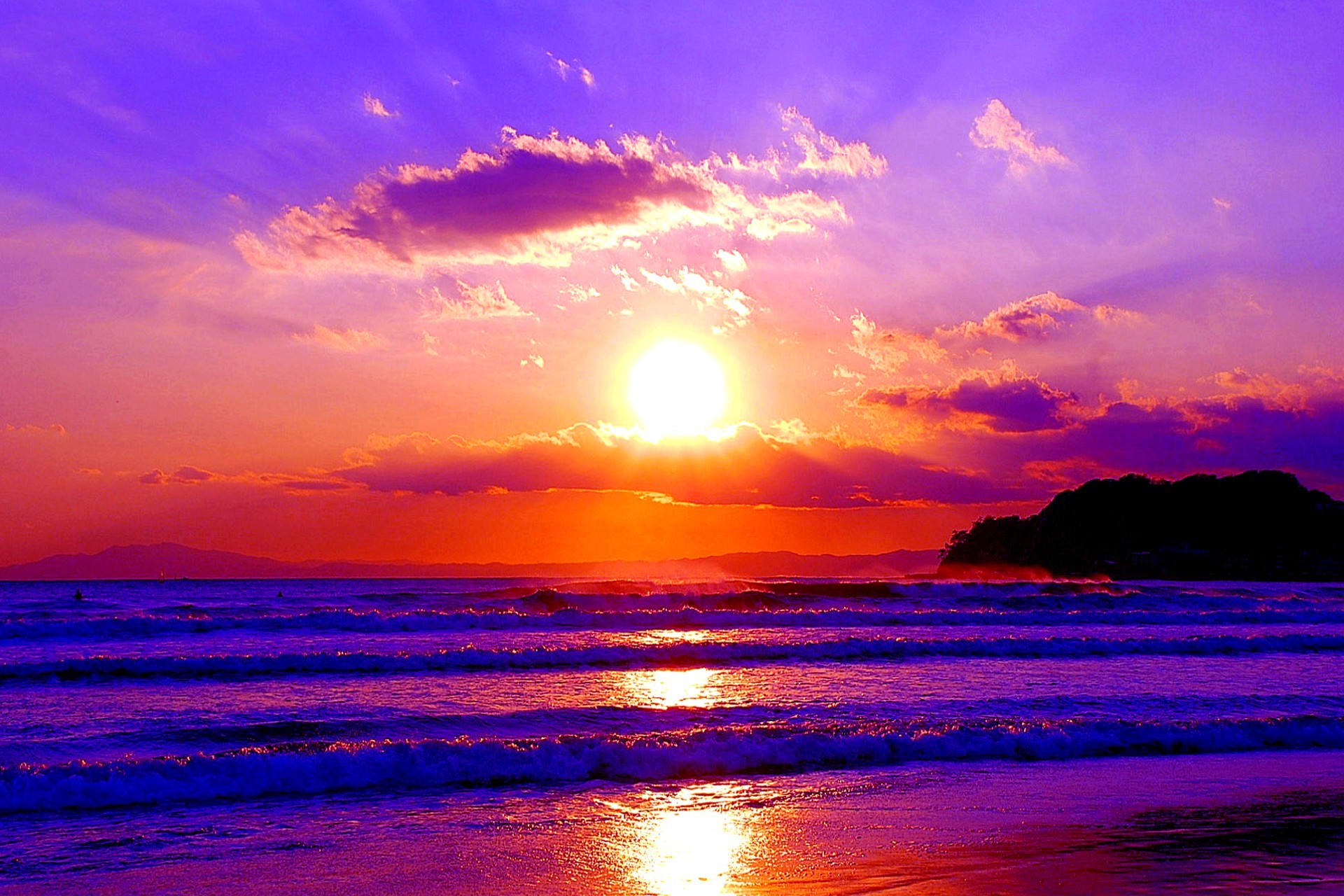 Sunsets: Beach Horizon Sunset Sea Sundown Waves Nature Best Hd ...