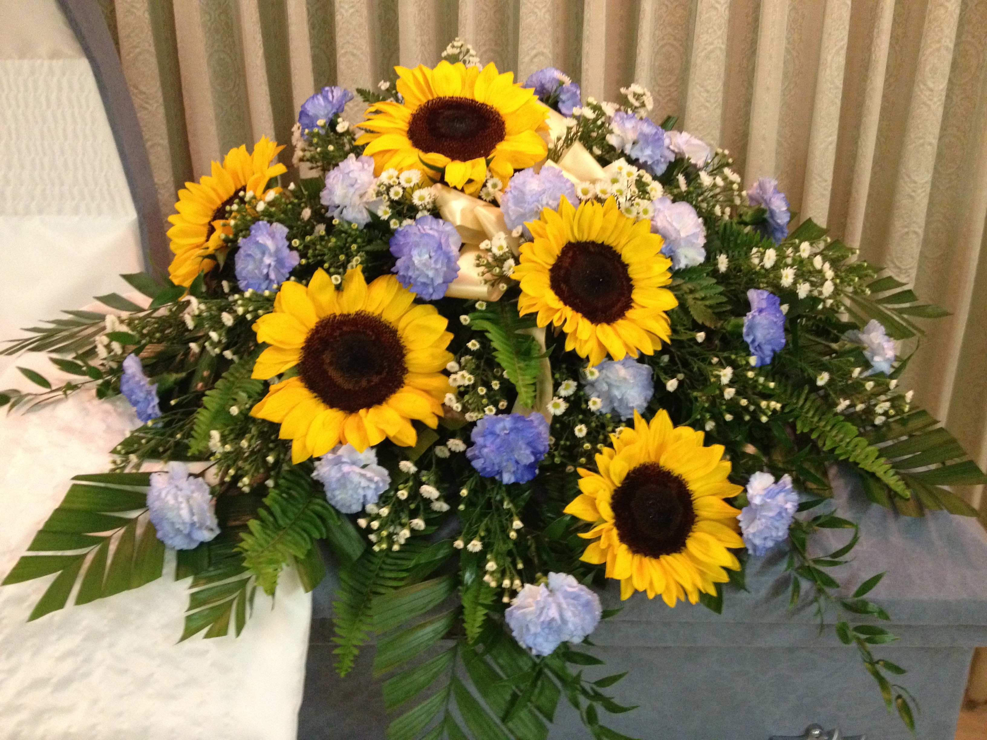 Sunflowers, baby's breath and blue carnations in Indianapolis, IN ...