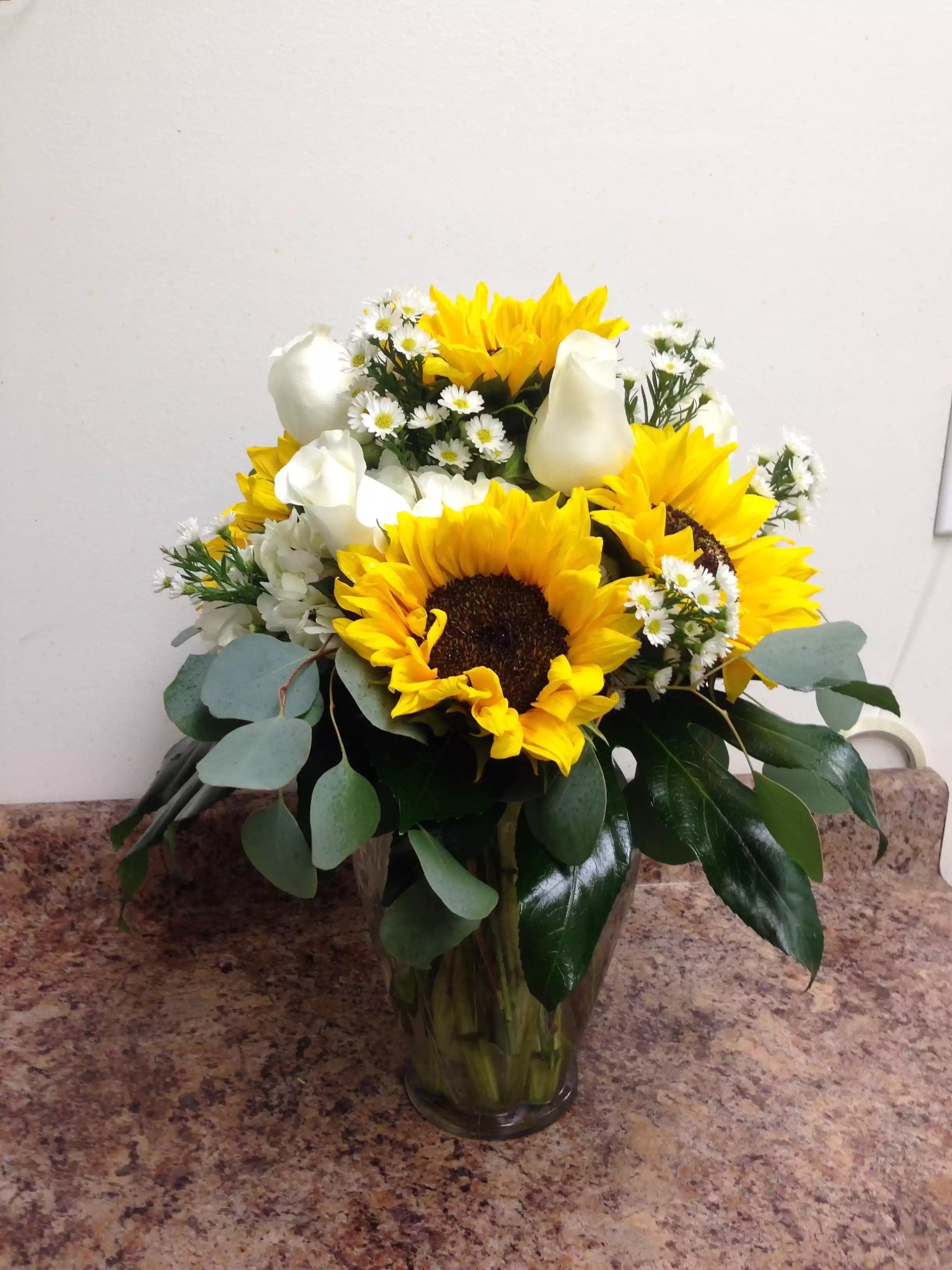 Sunflowers and Roses in Peabody, MA | Maria's Flowers & Gifts