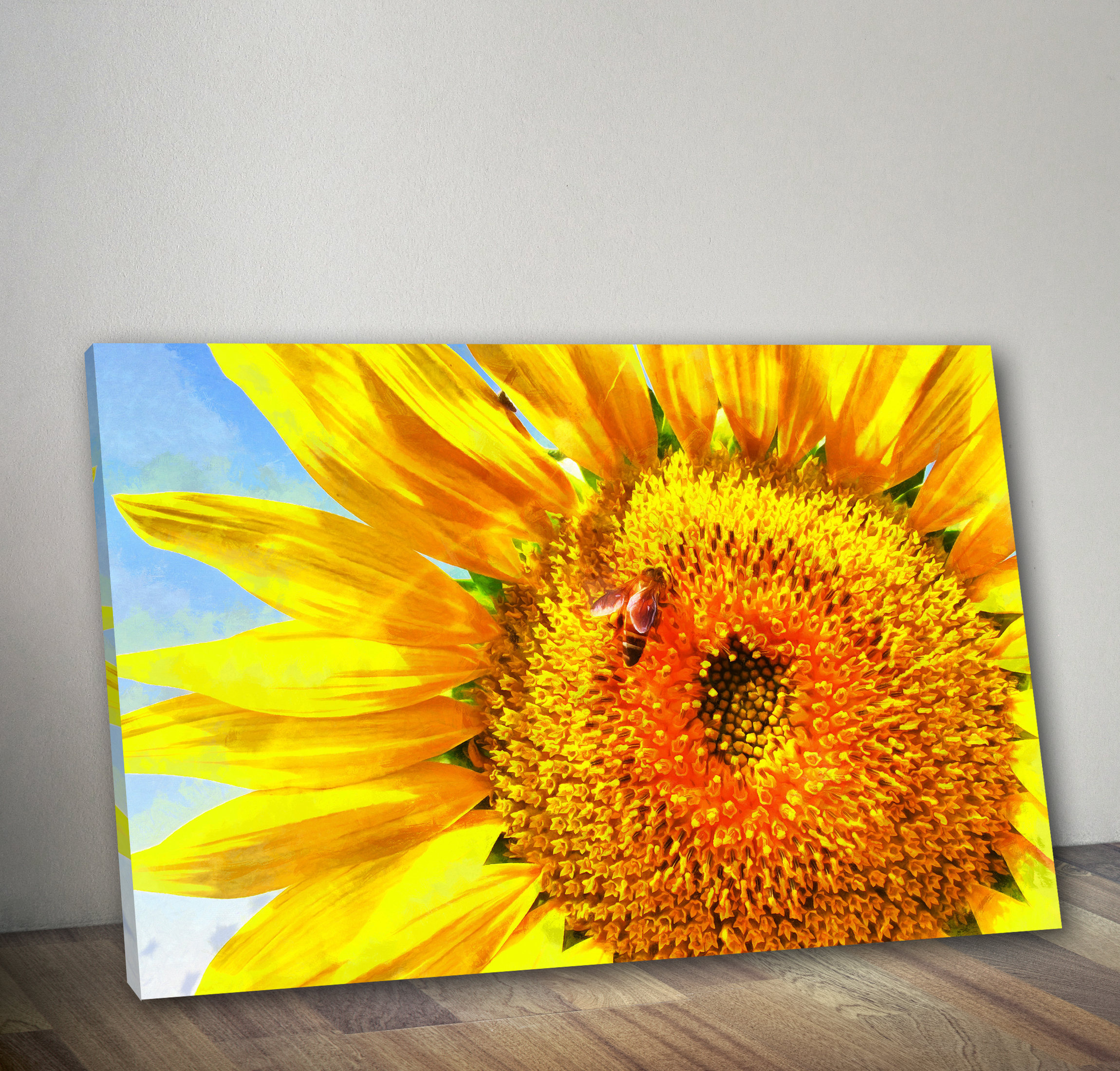 Close-Up Sunflower Canvas, Sunflowers Wall Art, Flowers Poster ...