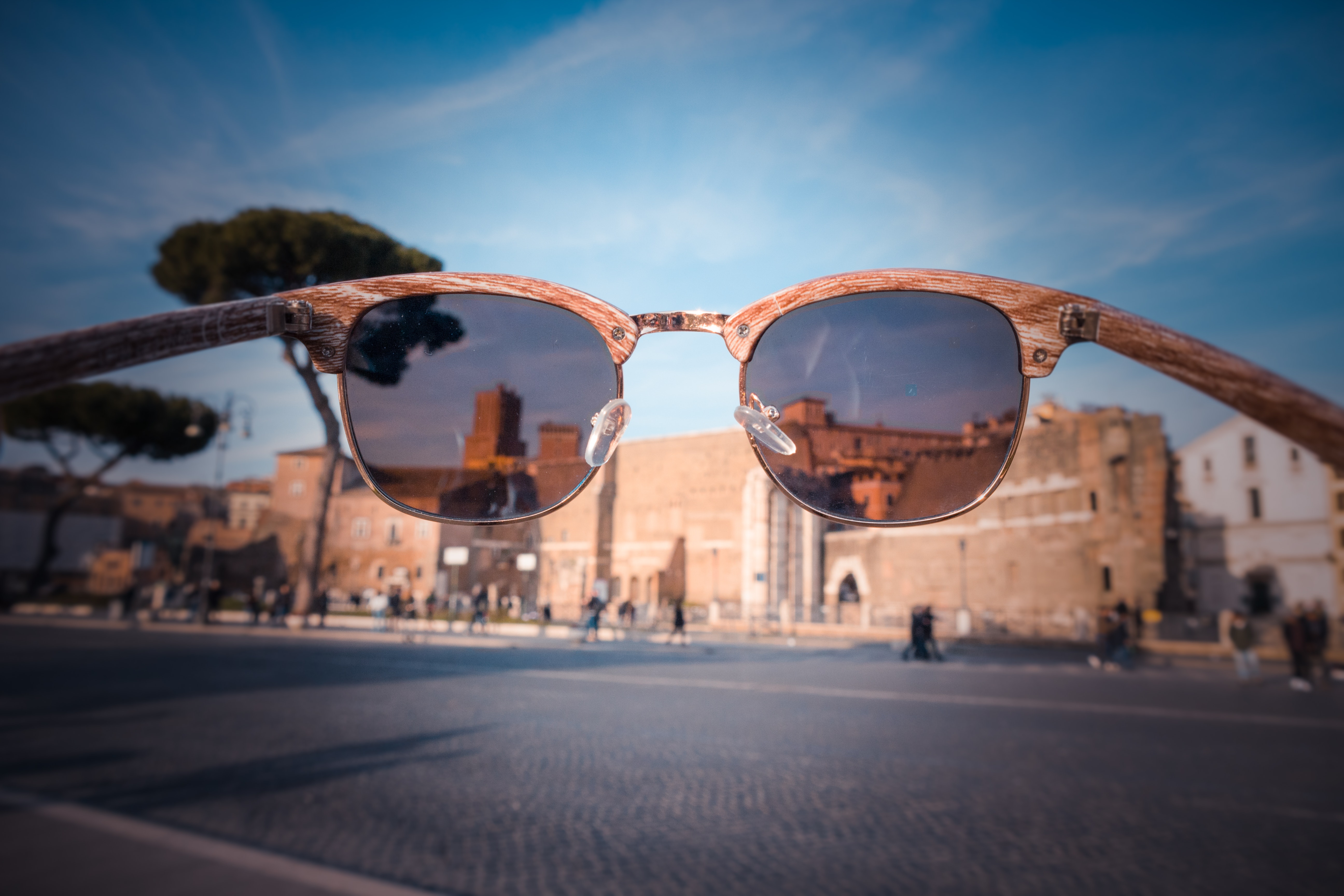 Sunglasses view brown building photo