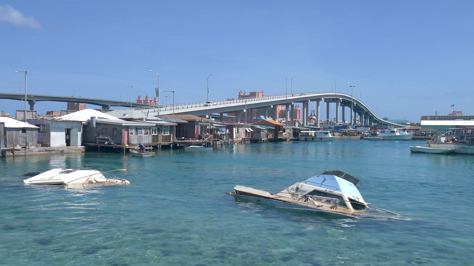 Sunken Boats At Potters Cay Nassau Bahamas Clip 2 Stock Video ...