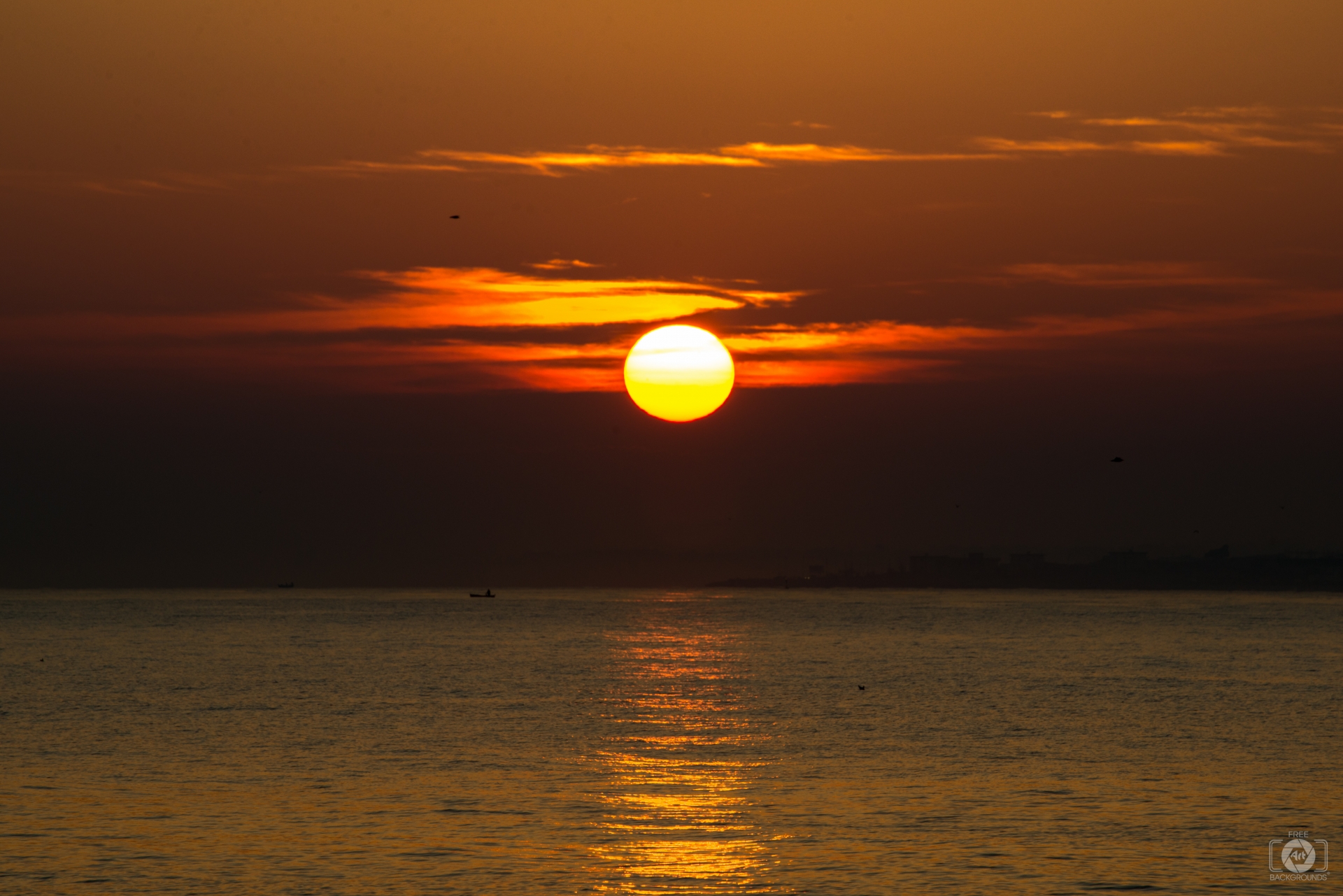 Beautiful Orange Sea Sunrise Background - High-quality Free Backgrounds