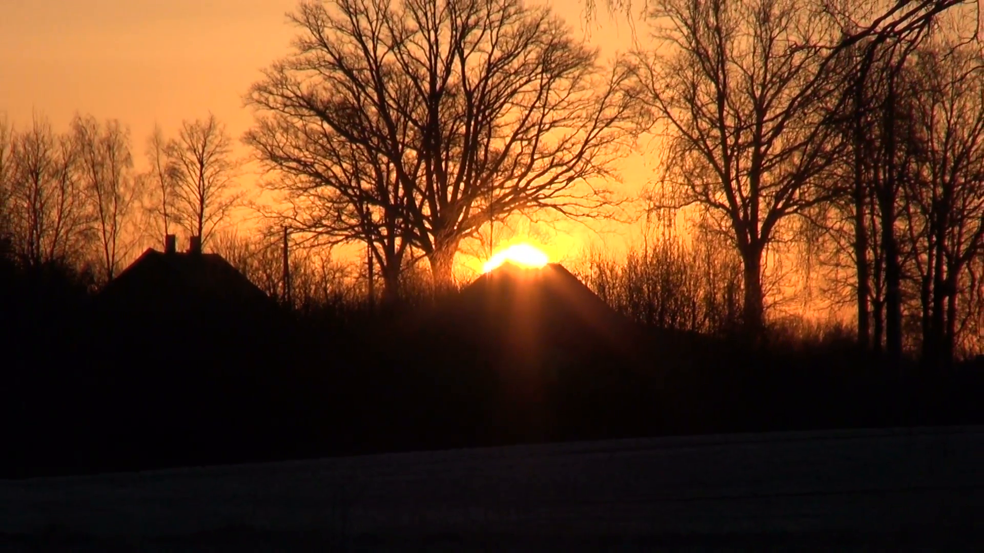 dark early morning winter sunrise in village Stock Video Footage ...