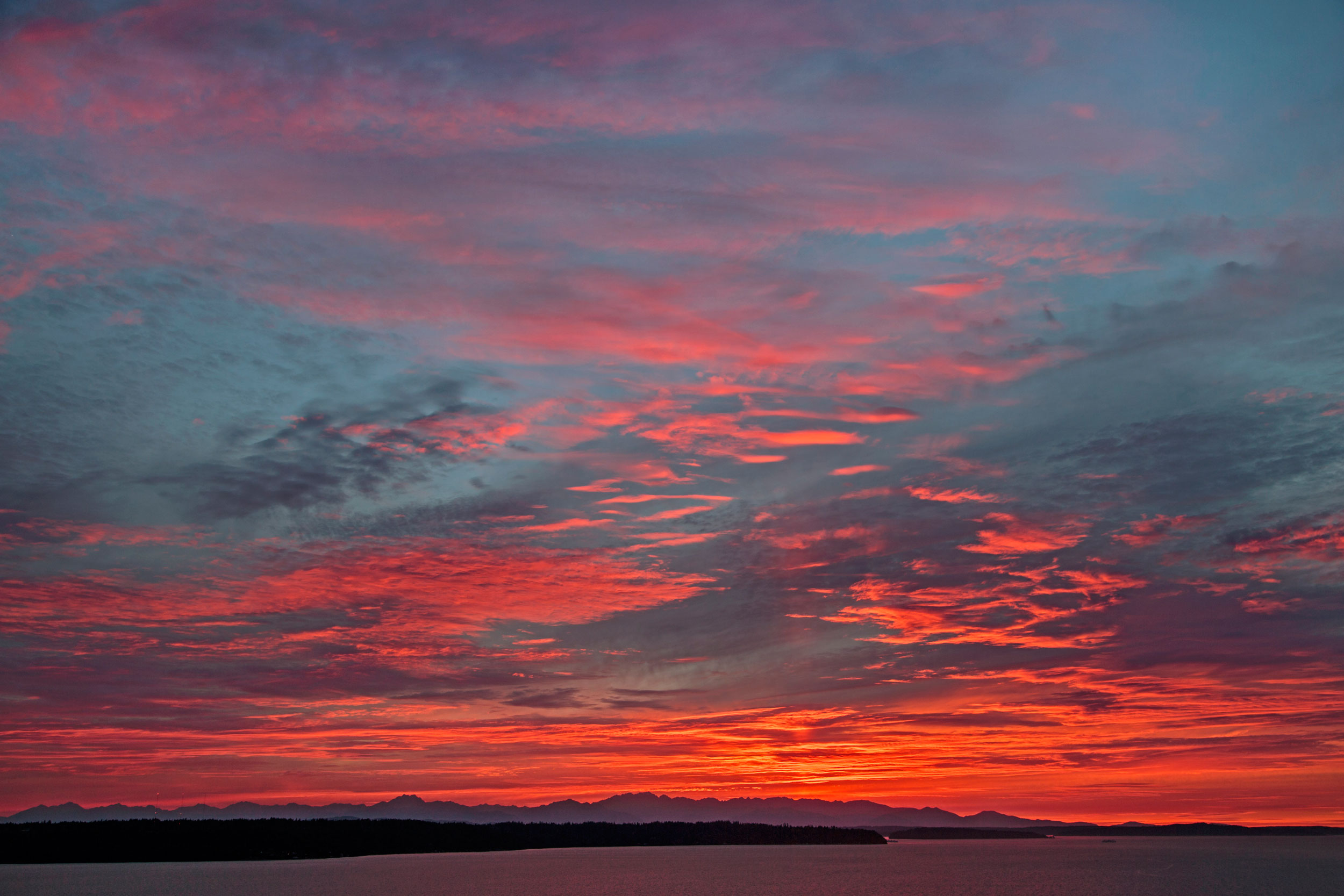 PHOTOS: Amazing red Sunset over the Olympics as seen from Burien ...