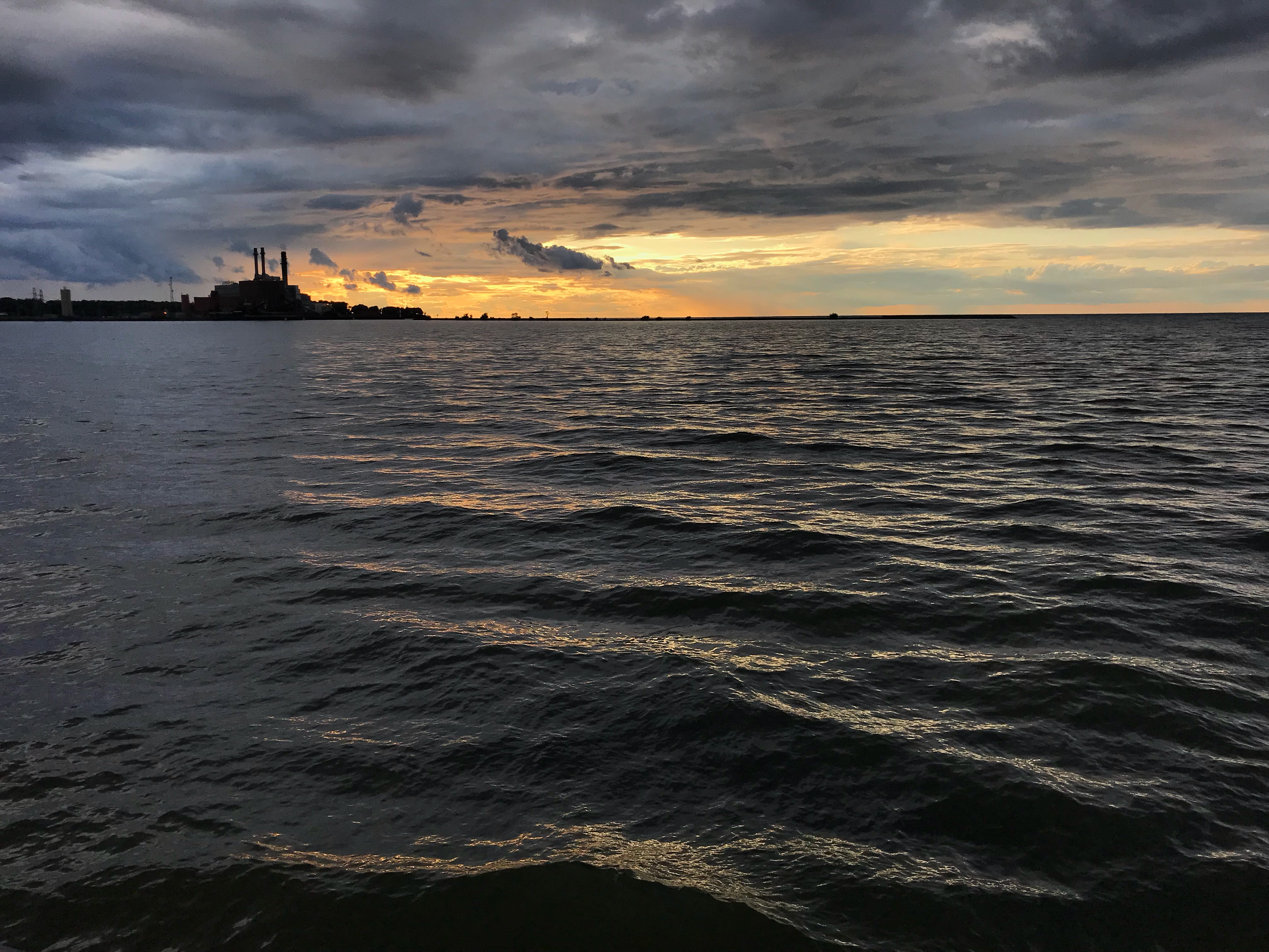 Sunset at dunkirk harbor photo