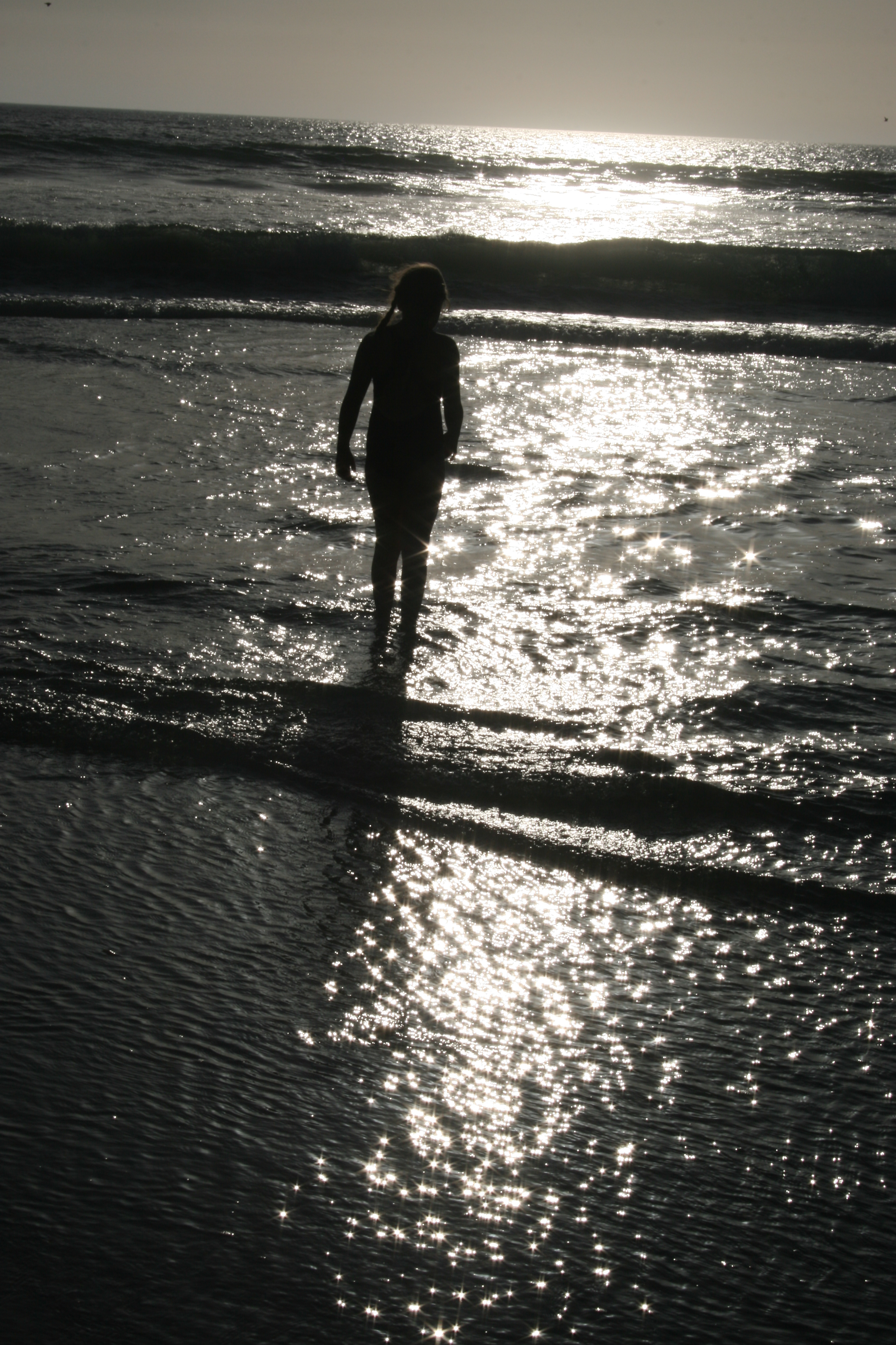 Sunset beach, Beach, Child, Person, Sea, HQ Photo