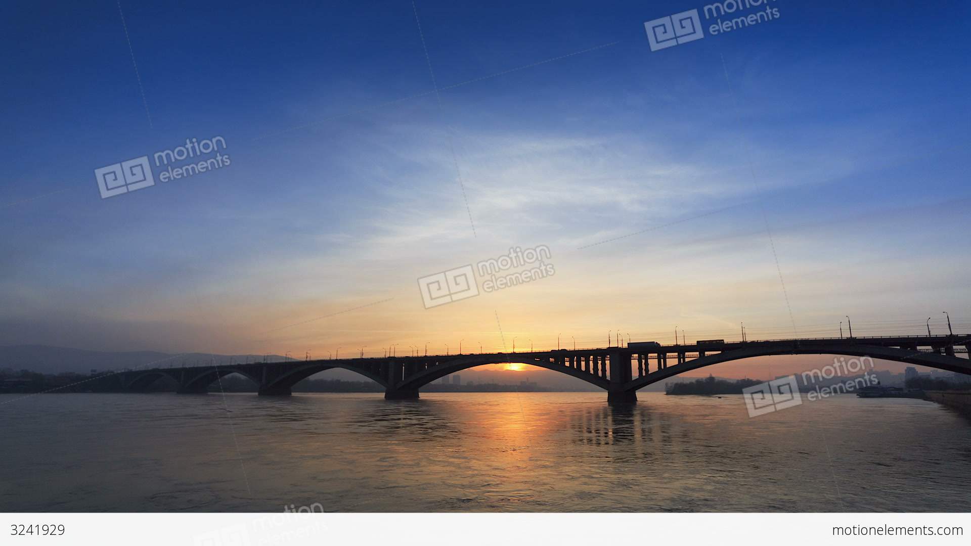 Sunset Behind The Bridge Stock video footage | 3241929