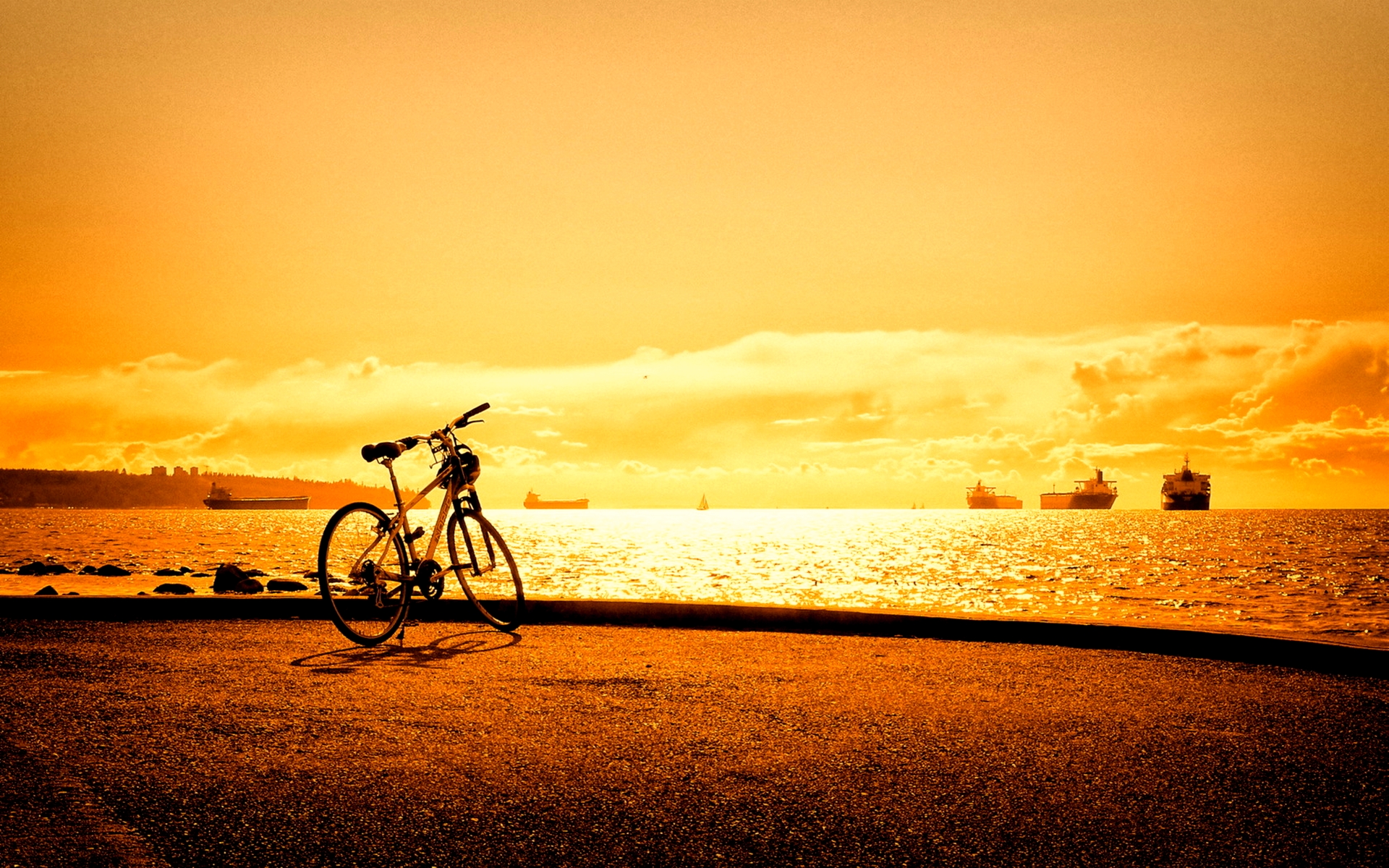 Sunset Bicycle Wallpaper Wallpaper | WallpaperLepi
