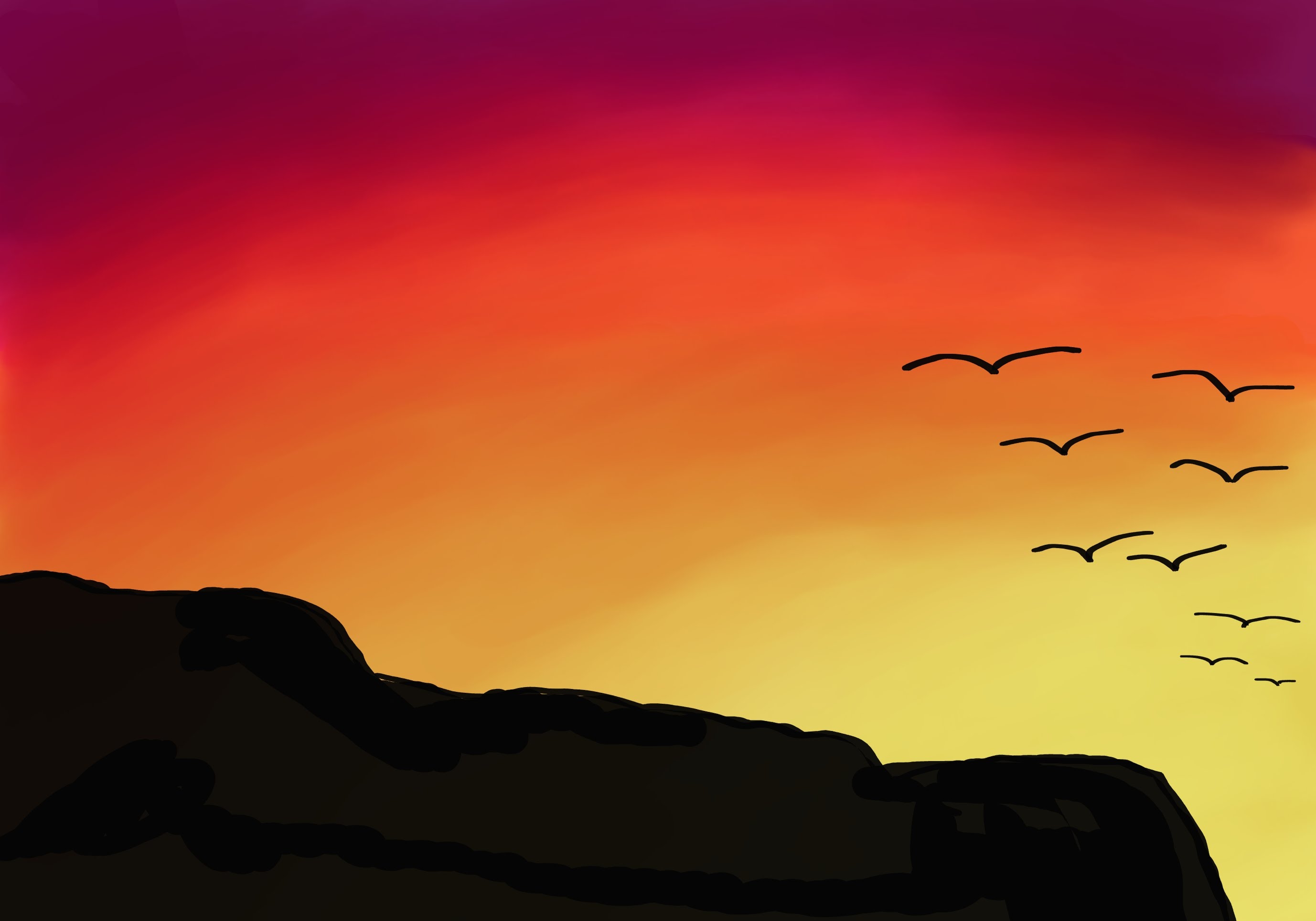 Sunset Birds - Digital Speed Painting Using FireAlpaca - YouTube