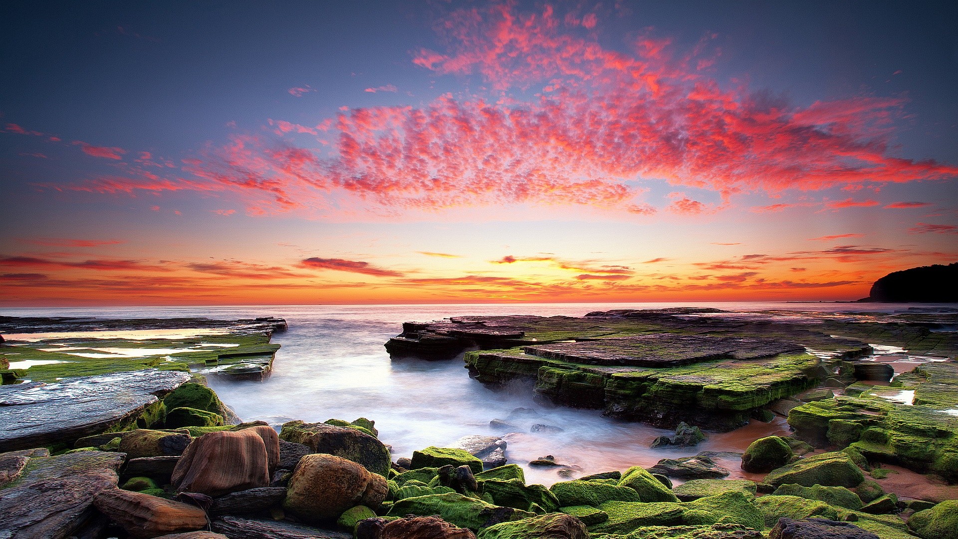 Sky: Shore Amazing Sunset Clouds Sea Moss Rocks Coastal Coast ...