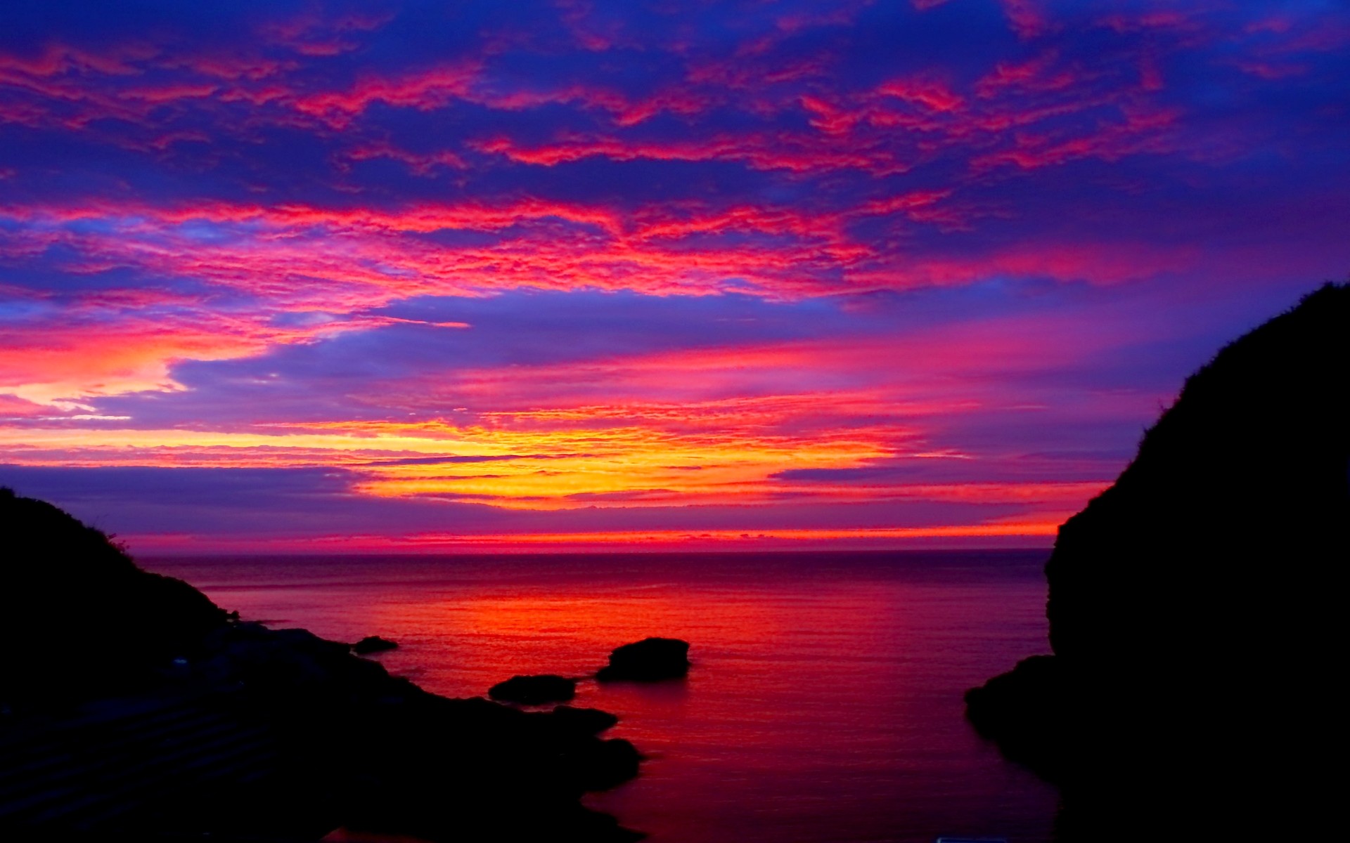 Sunset: Colors Colorful Sky Sunset Sea Cove Desktop Sunrise HD 16:9 ...