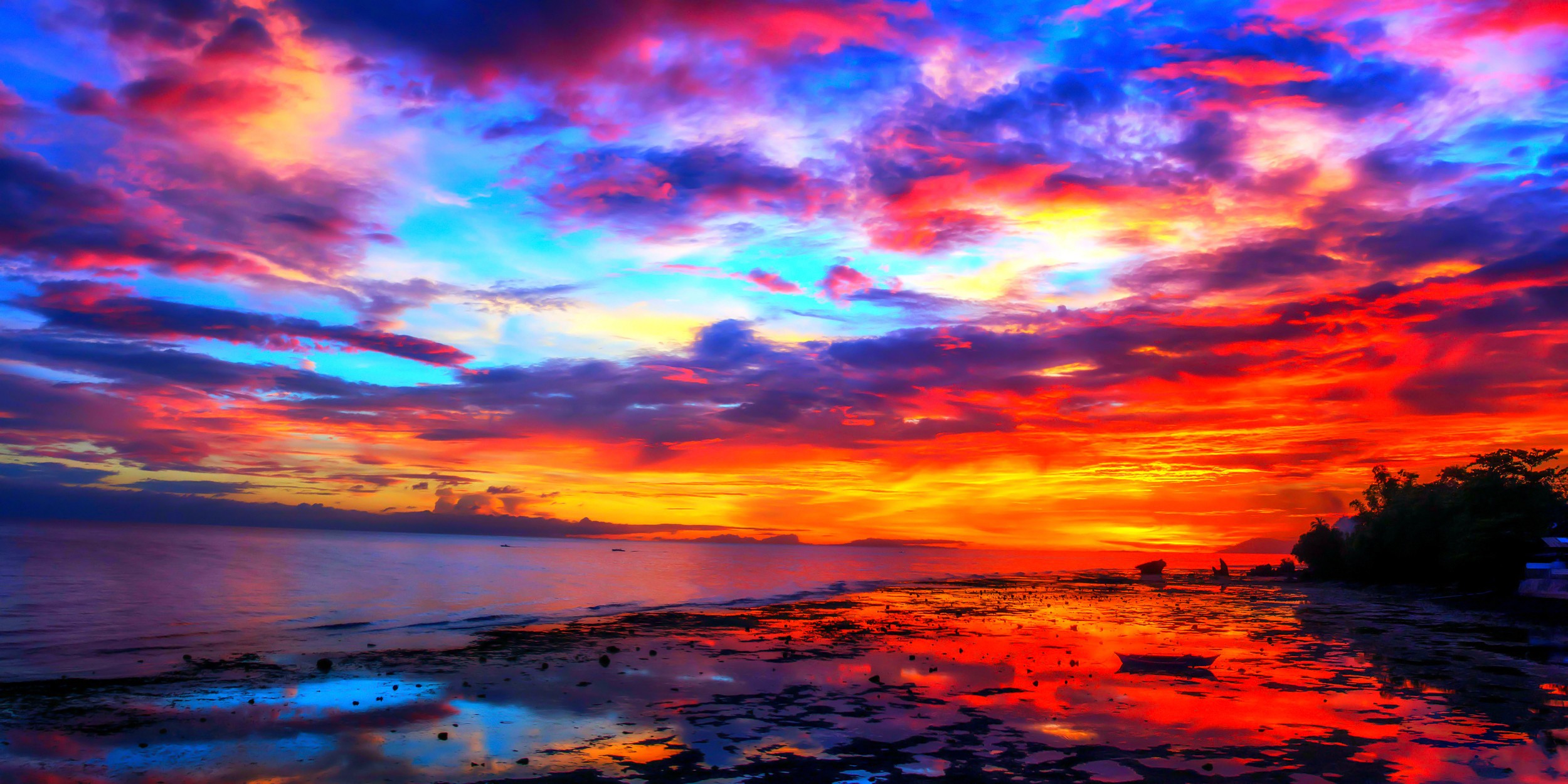 Sunsets: Fiery Sunset Colorful Skies Ocean Sky Colors Water Nature ...