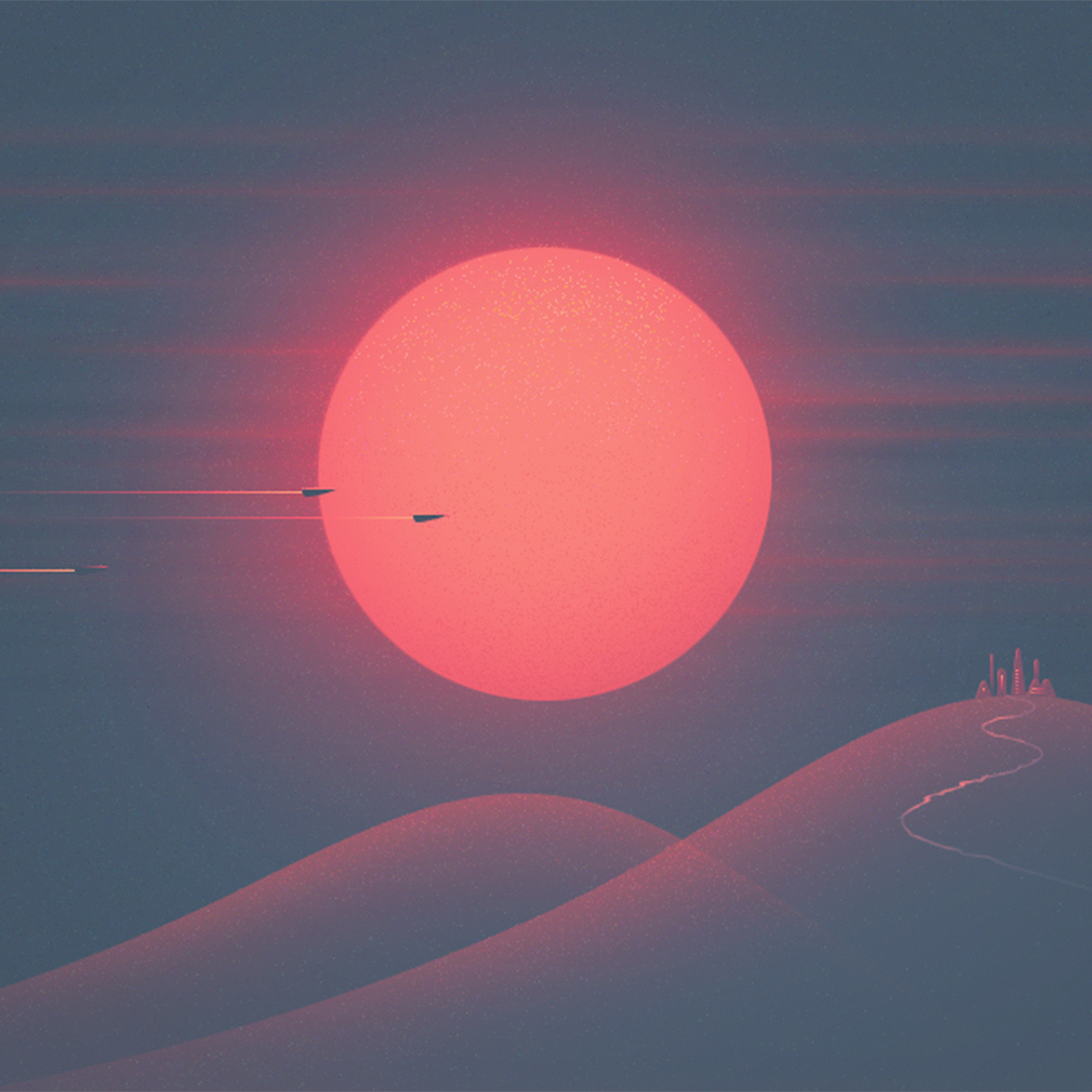 ay27-sunset-red-minimal-illustration-art-wallpaper