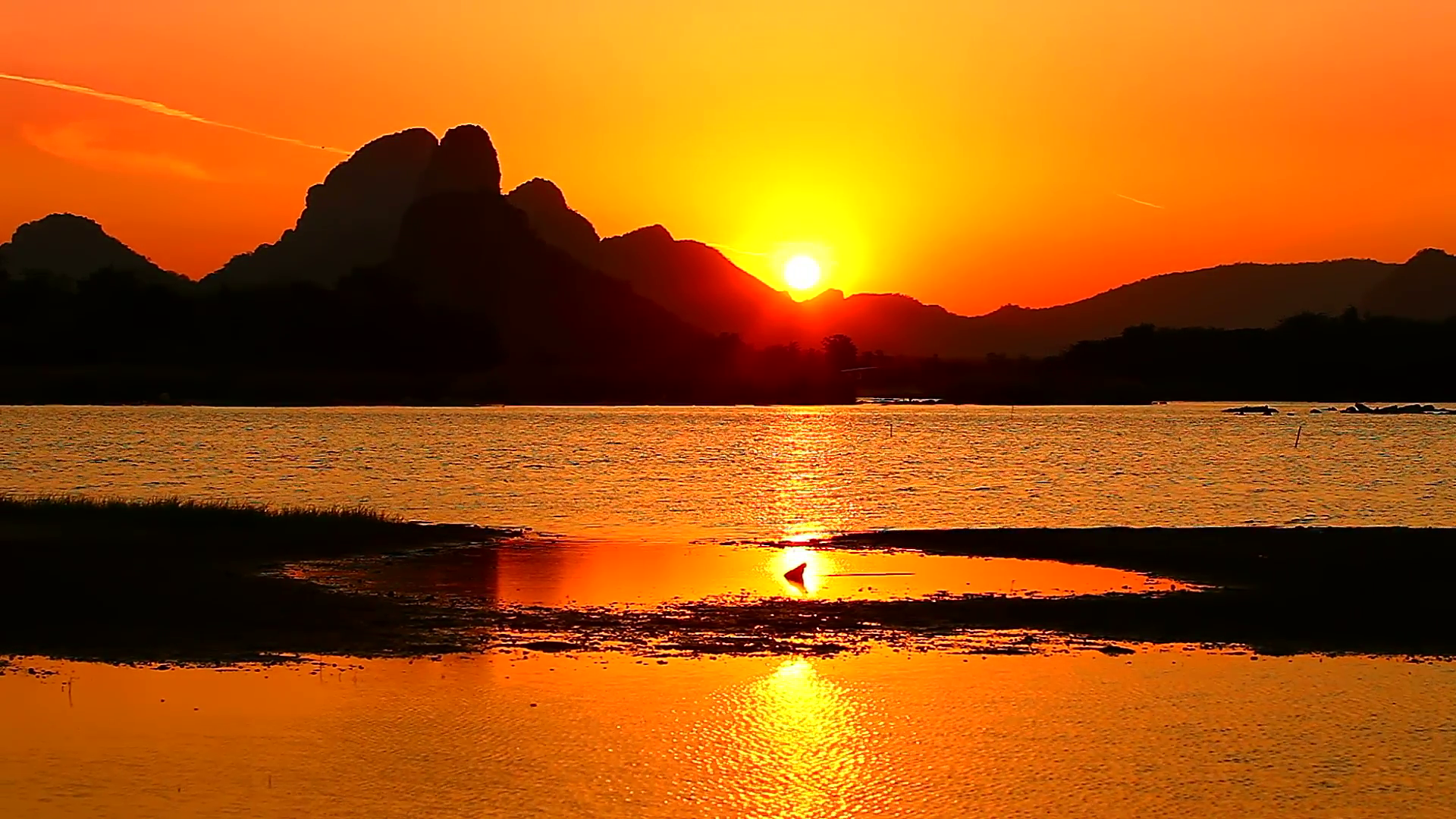 HD: Nice sunset scene on lake, 1920x1080 Stock Video Footage ...
