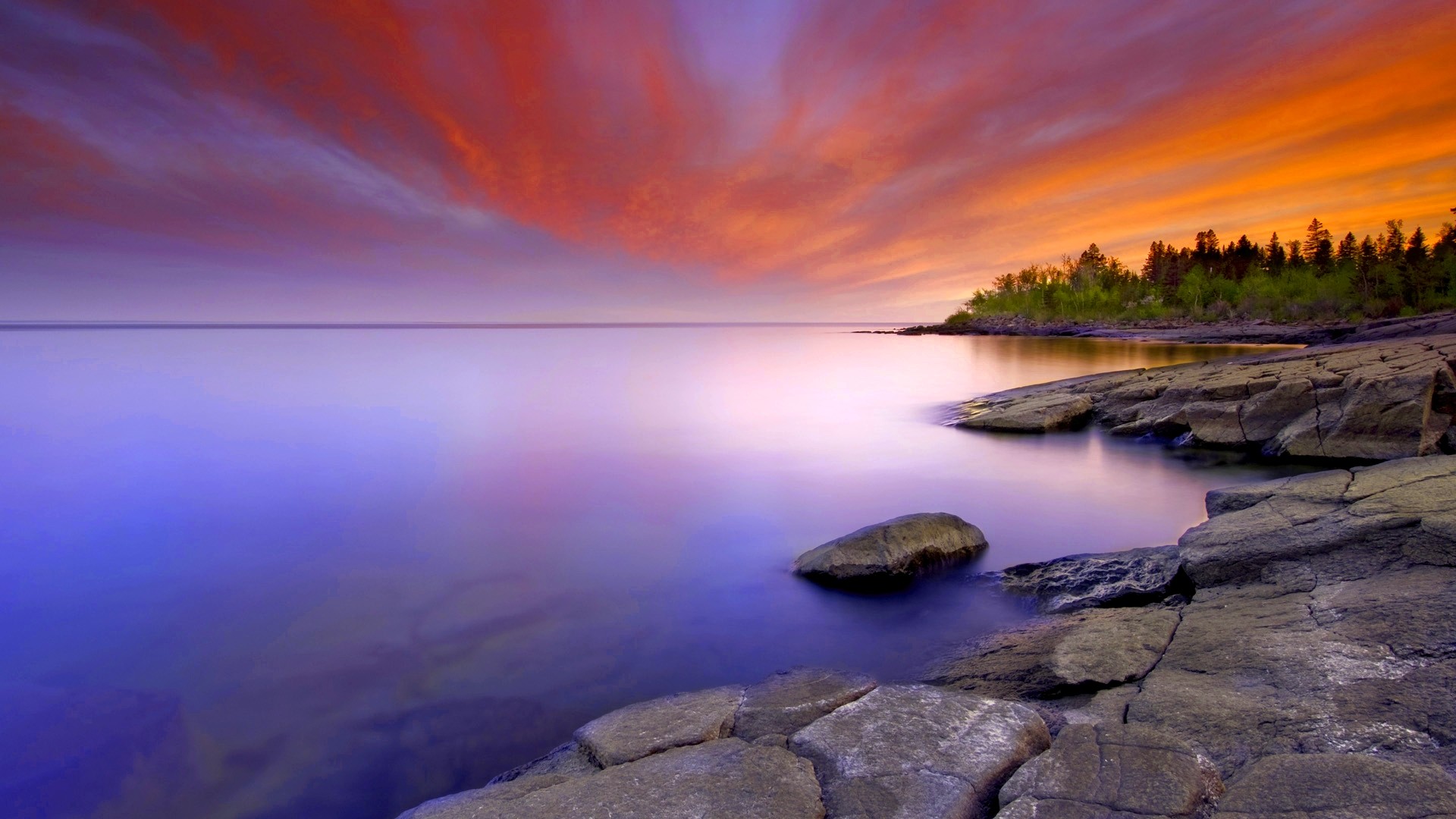 Sunsets: SUNSET SERENITY Great Lakes Basin Rock Lakeshore Lake ...