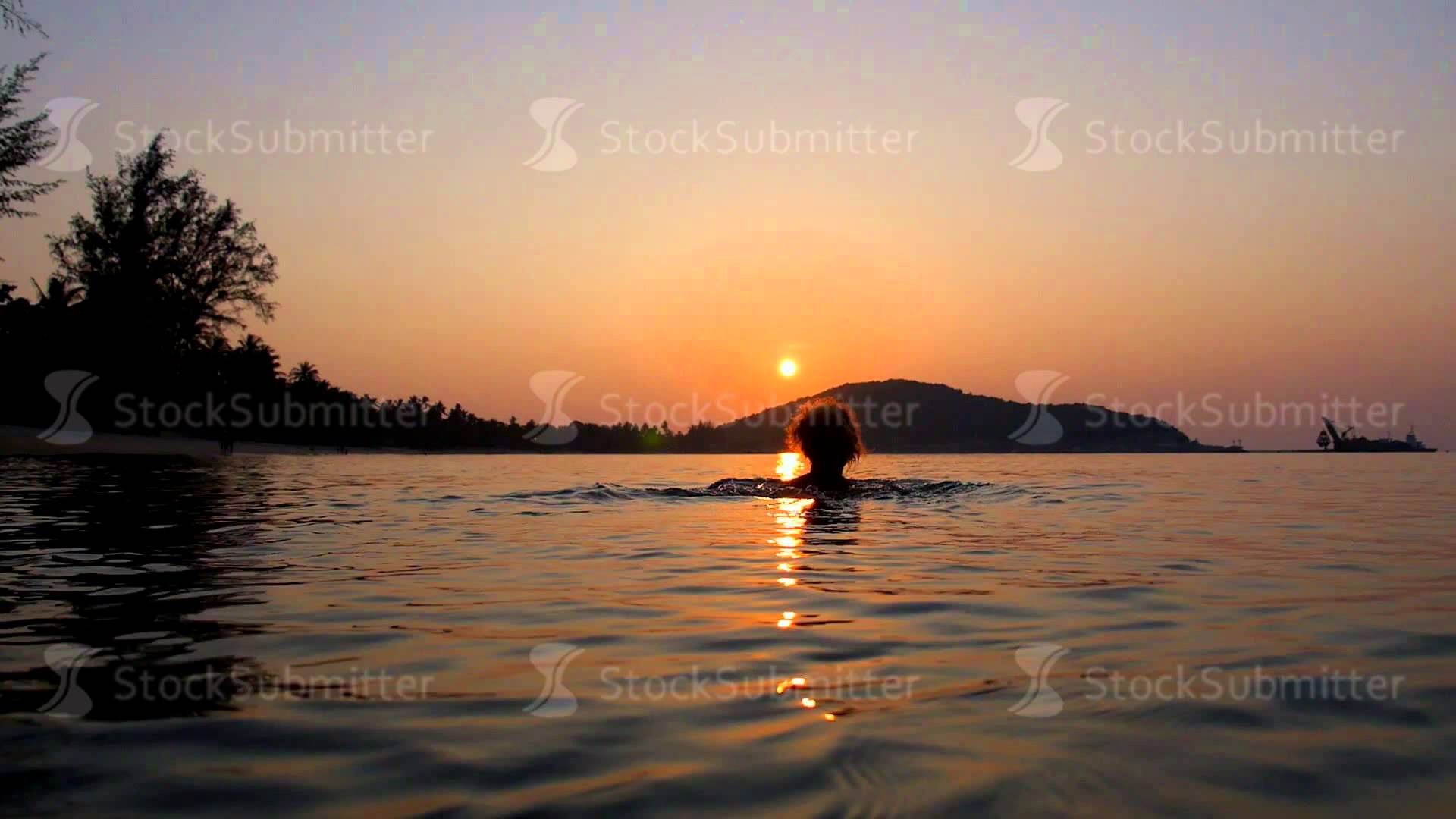 Woman Silhouette Swimming in Sea against Sunset. Slow Motion - YouTube