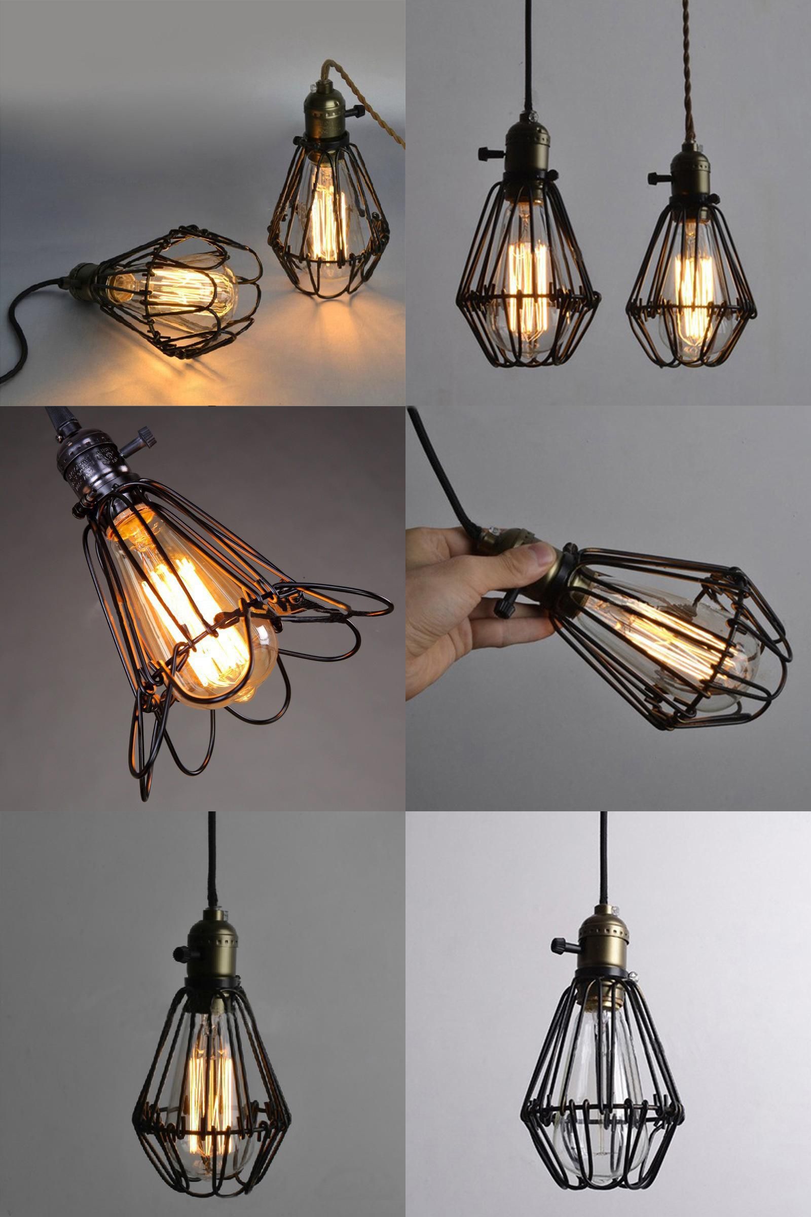 Visit to Buy] FRLED Fashion Vintage Wire Lamp Cage DIY Lampshade ...