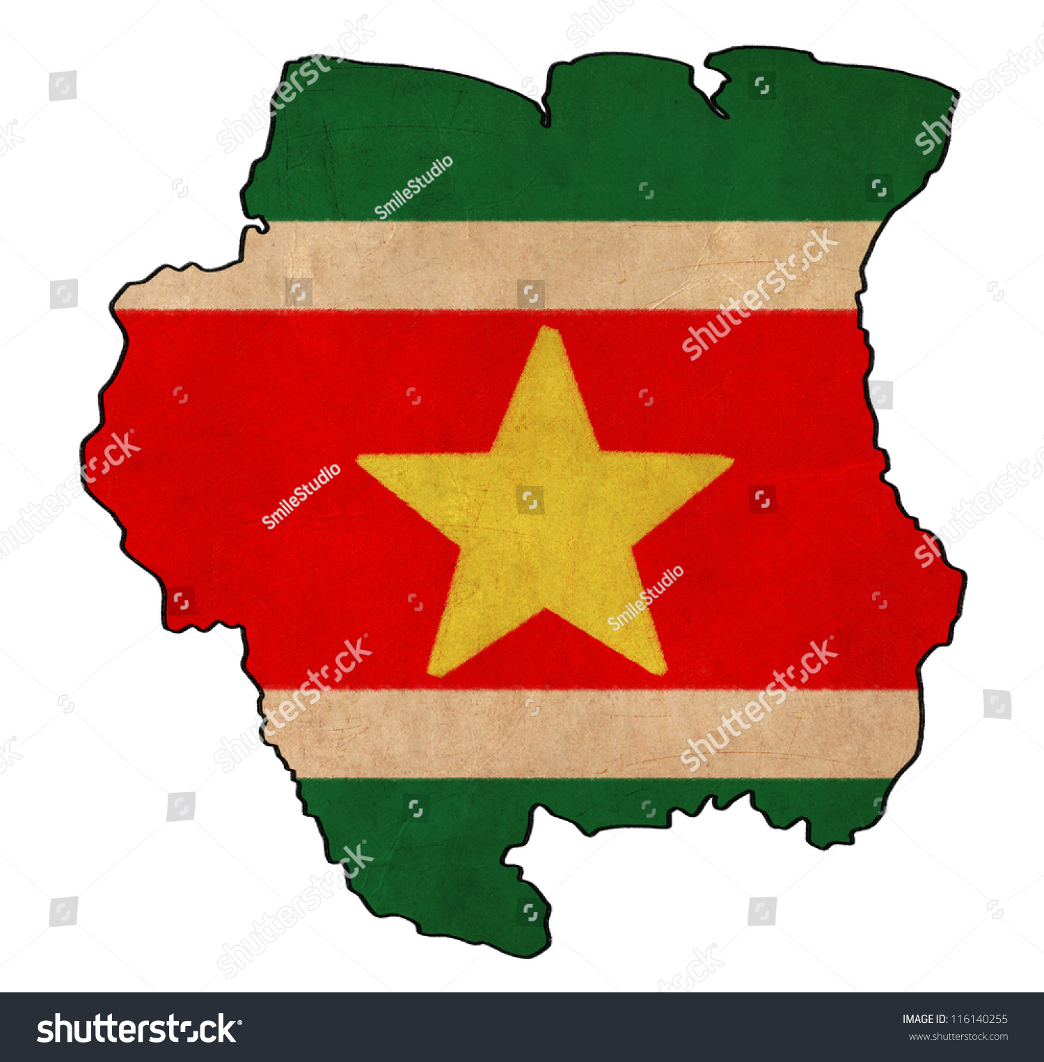 Suriname Map On Suriname Flag Drawing Stock Illustration 116140255 ...