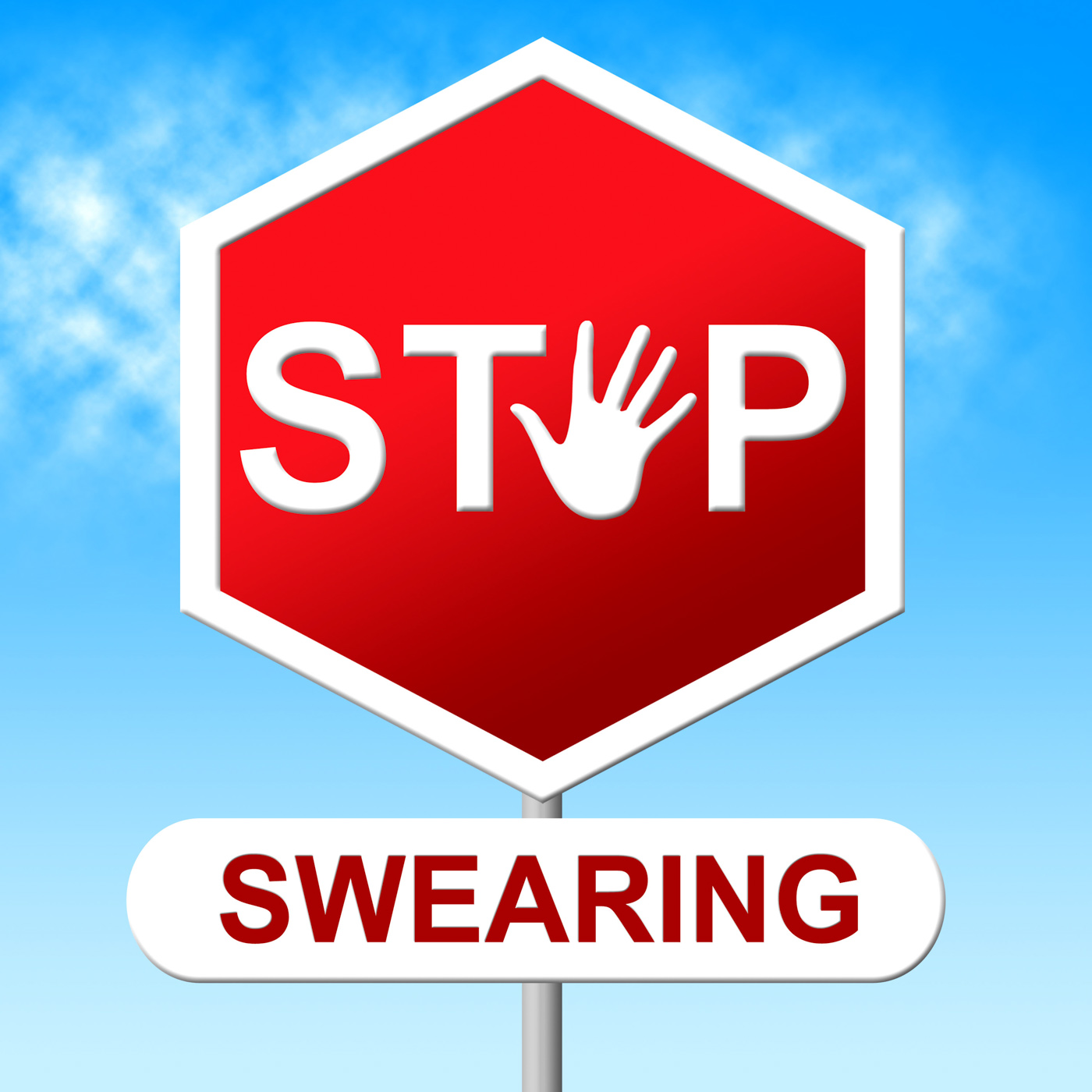 Swearing stop indicates bad words and control photo