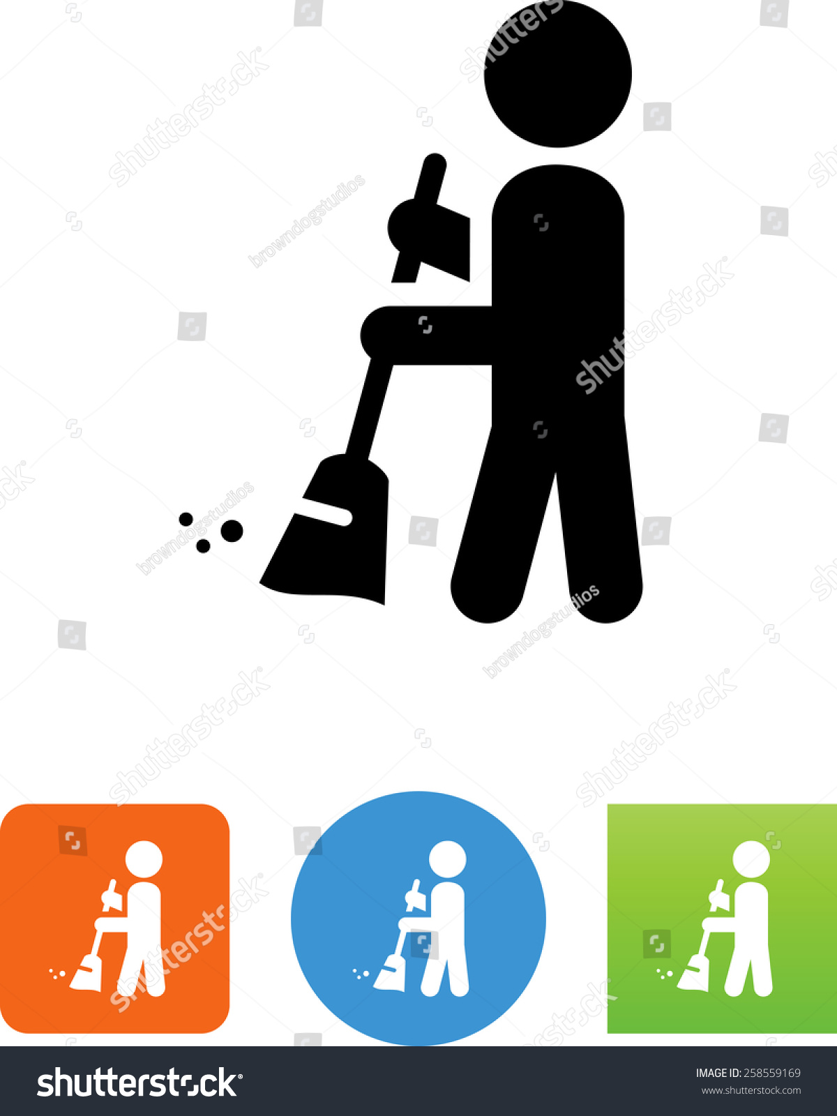 Sweeping Broom Icon Stock Vector HD (Royalty Free) 258559169 ...